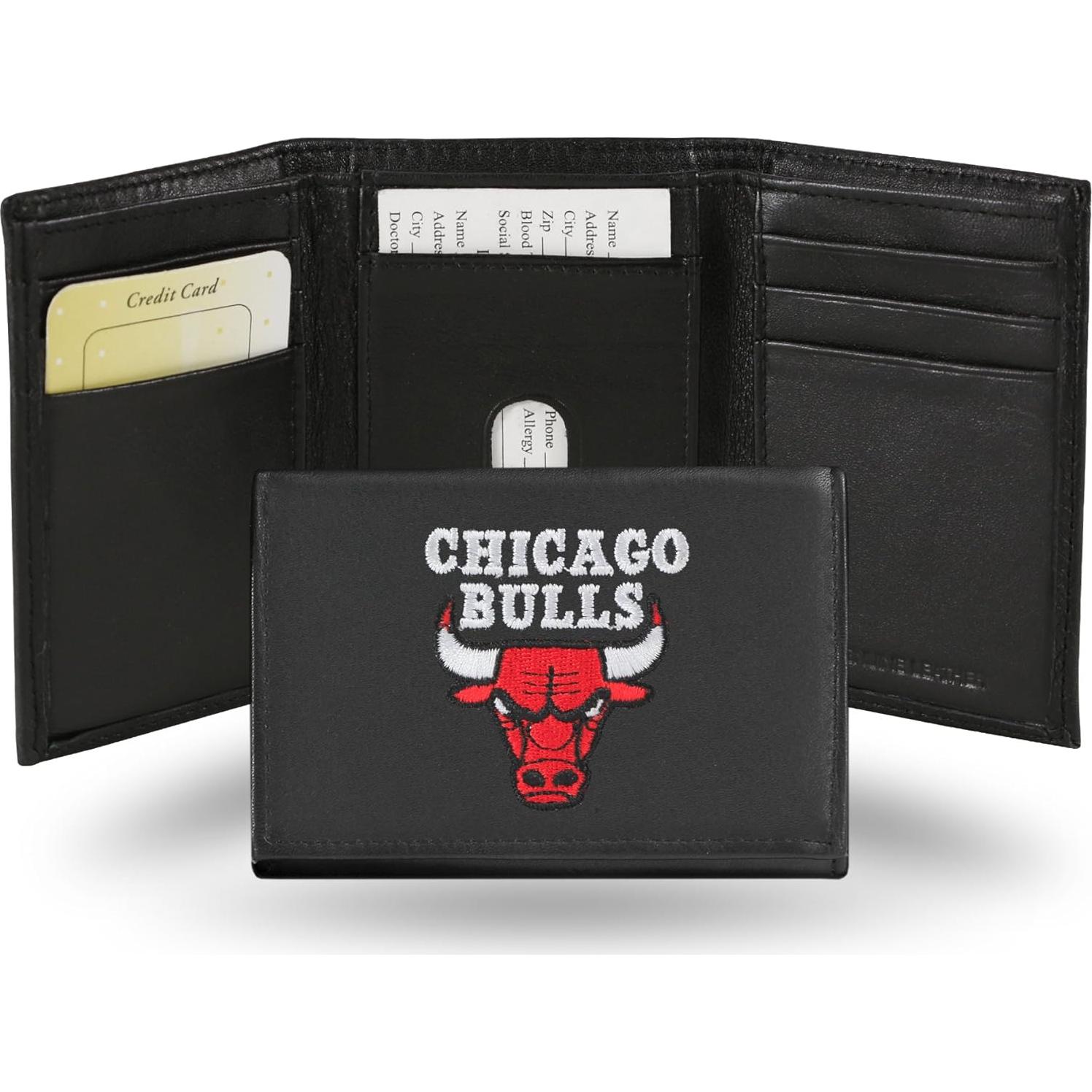 Cartera Trifold de Cuero Genuino Rico Industries NBA Chicago Bulls