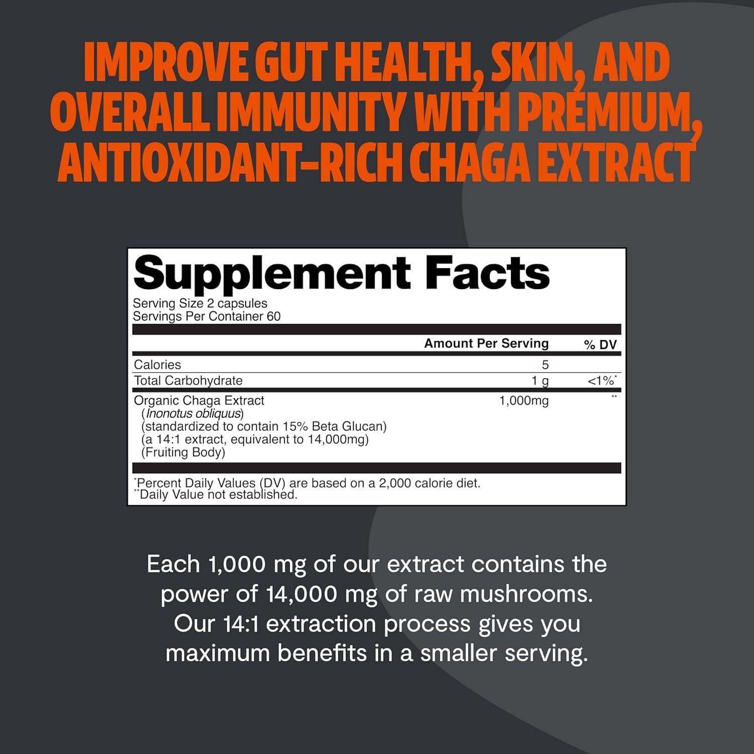 Cápsulas de Hongos Chaga FreshCap 14,000mg - 120 Cápsulas