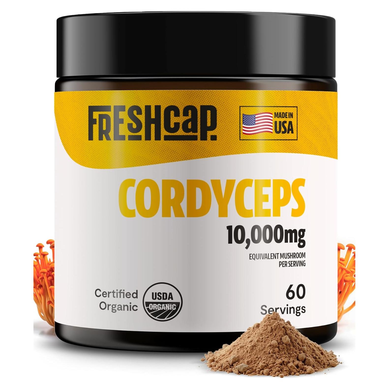 Polvo de Hongo Cordyceps FreshCap 10,000mg - 60 Porciones