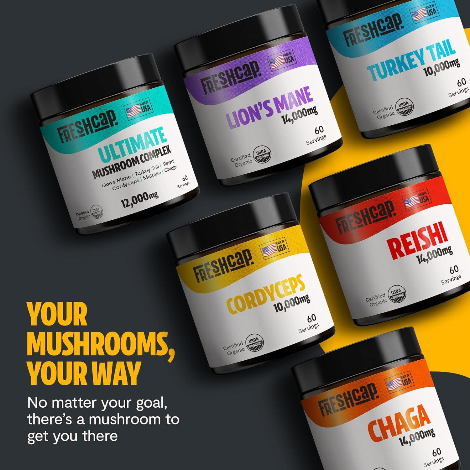 Polvo de Hongo Cordyceps FreshCap 10,000mg - 60 Porciones