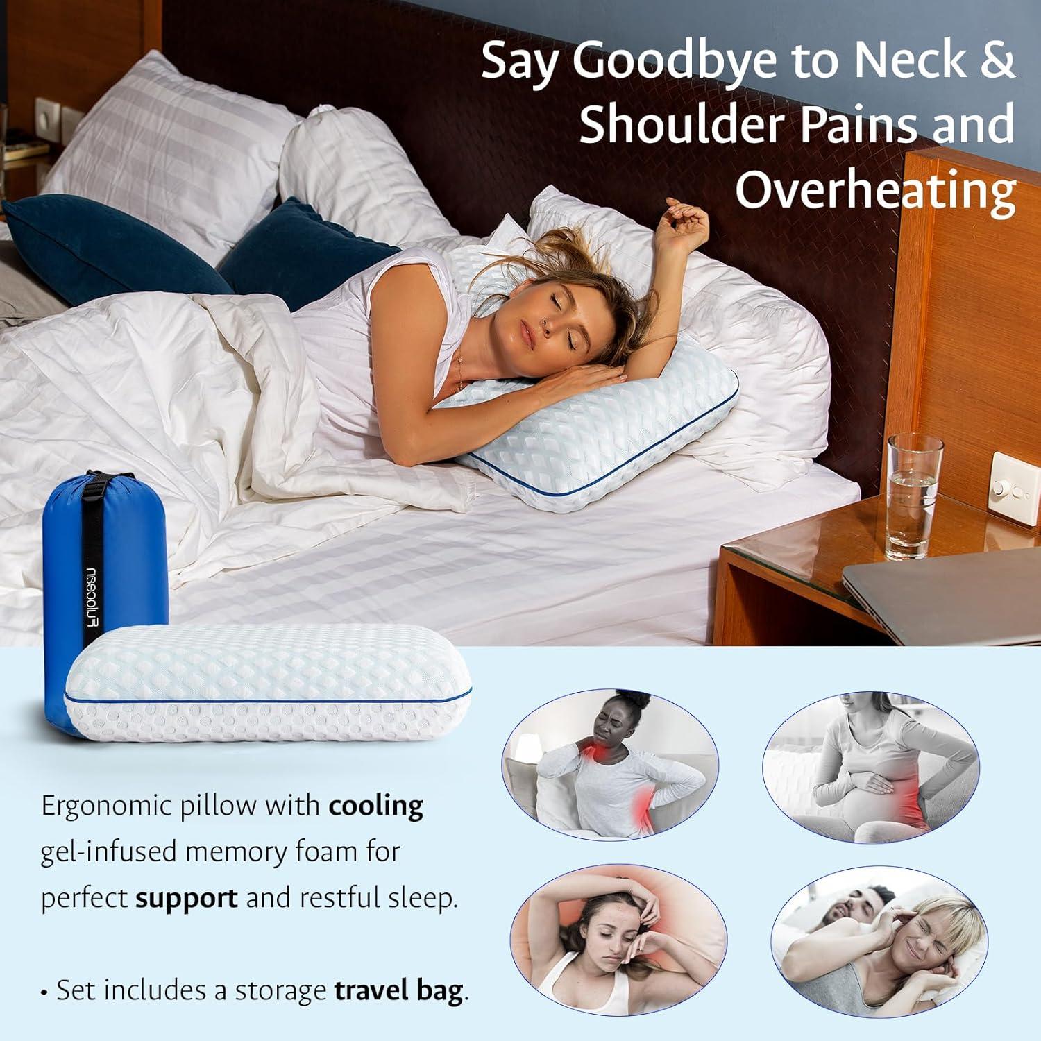 Almohada Fulocean Espuma Viscoelástica con Gel Refrigerante 61x40cm