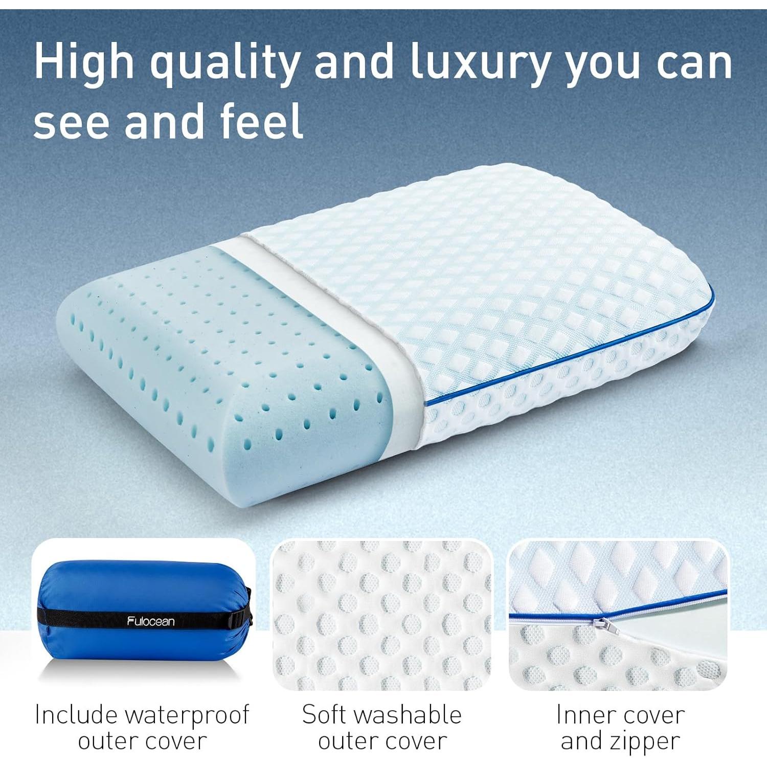 Almohada Fulocean Espuma Viscoelástica con Gel Refrigerante 61x40cm