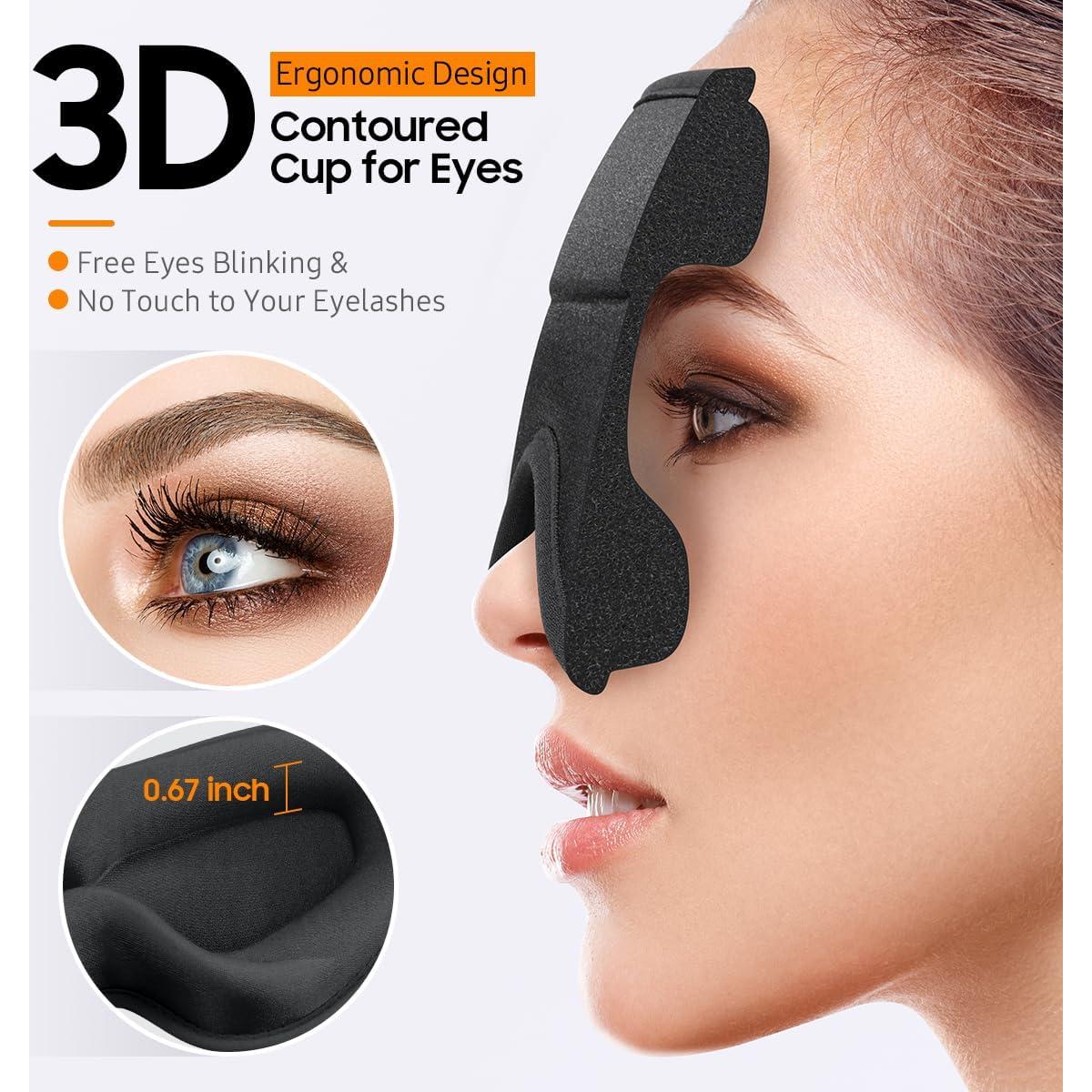 Máscara para dormir BeHoomi negra 3D ajustable blackout total