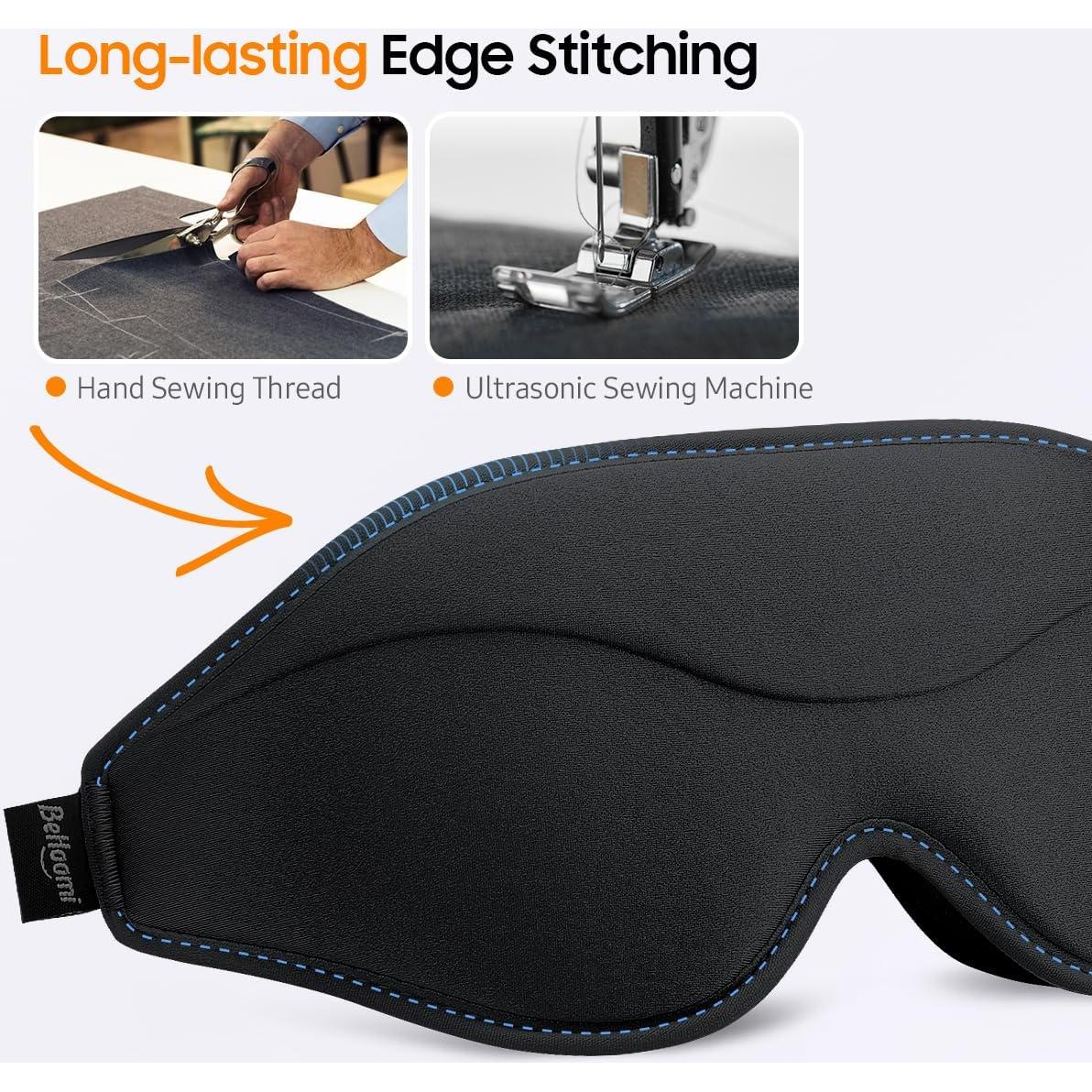 Máscara para dormir BeHoomi negra 3D ajustable blackout total