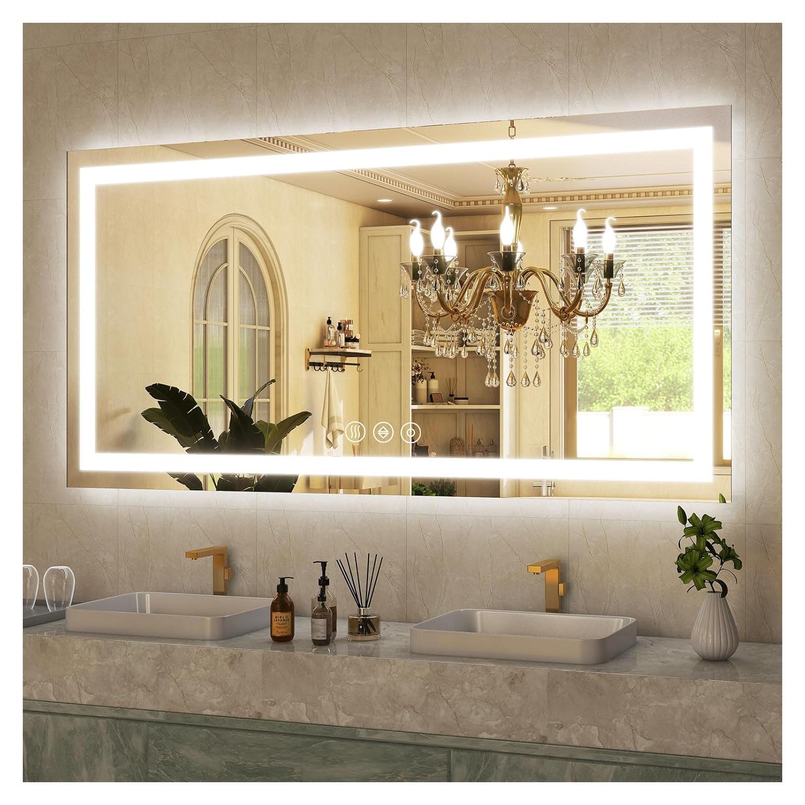 Espejo de Baño LED GLSLAND 139.7x76.2cm Anti-vaho Regulable