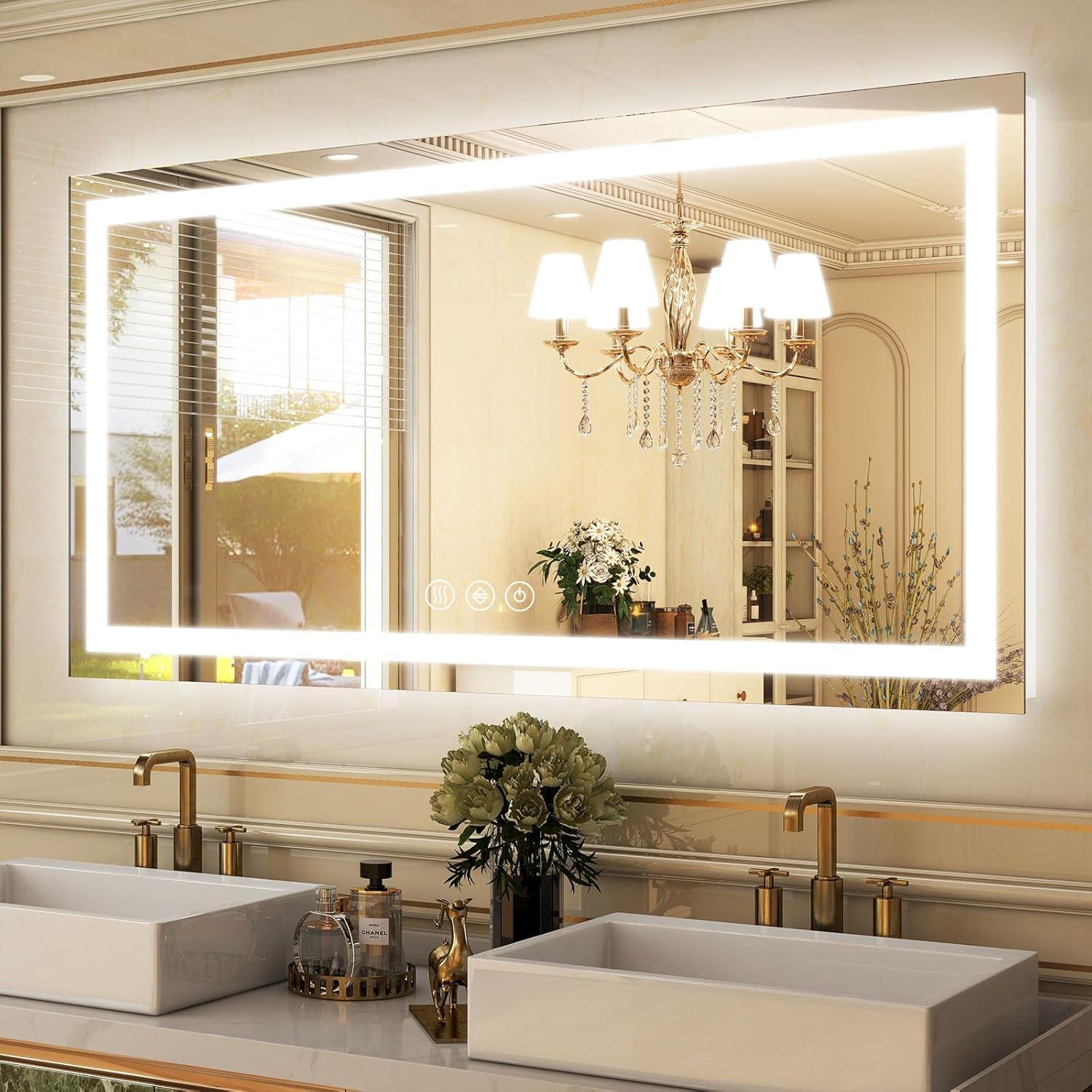 Espejo de Baño LED GLSLAND 139.7x76.2cm Anti-vaho Regulable