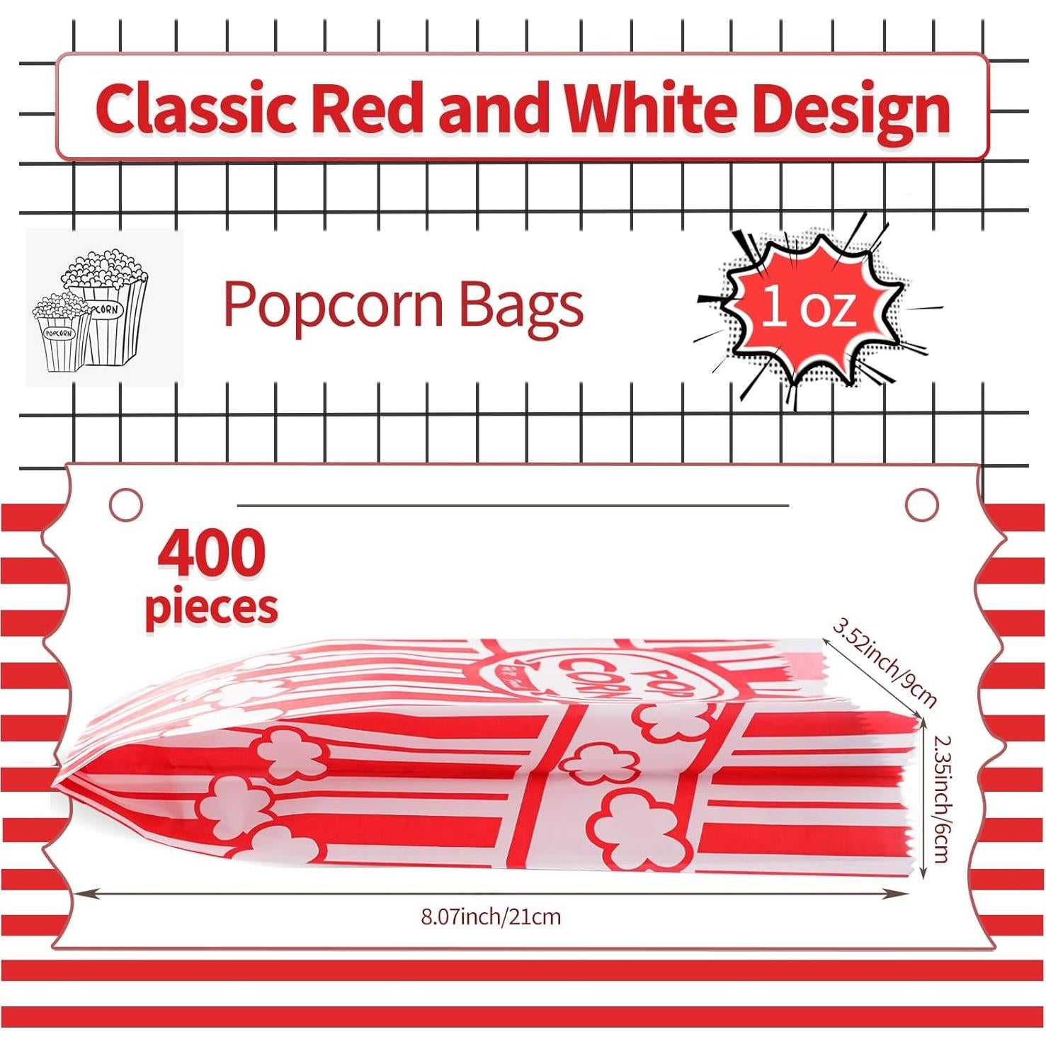 Bolsas de Palomitas VOISEN 400 Paquetes 21x9x5.7cm