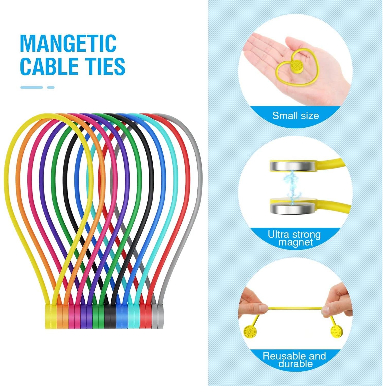 Correas Magnéticas de Silicona FRKNER 22.86 cm Reutilizables 12 Pzs