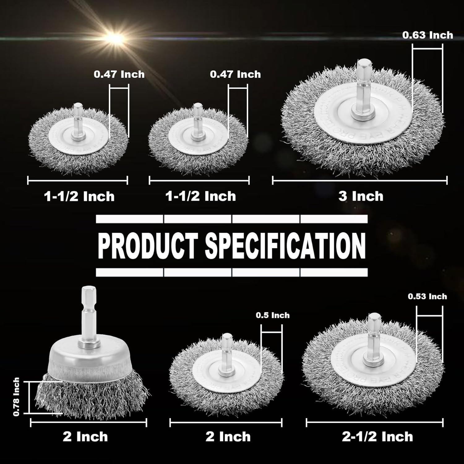 Juego de Cepillos de Alambre para Taladro VIDICA 6 Pcs 75mm-40mm