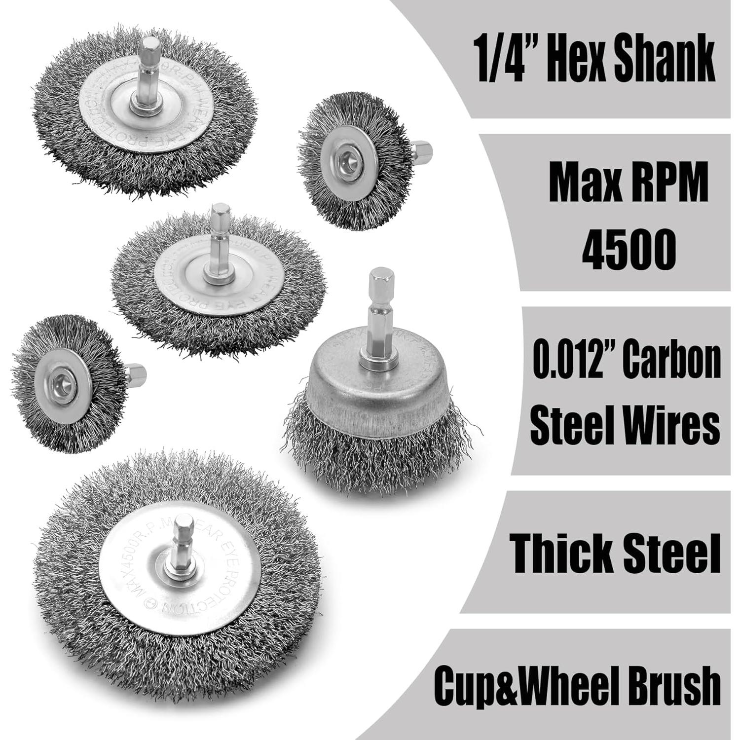 Juego de Cepillos de Alambre para Taladro VIDICA 6 Pcs 75mm-40mm