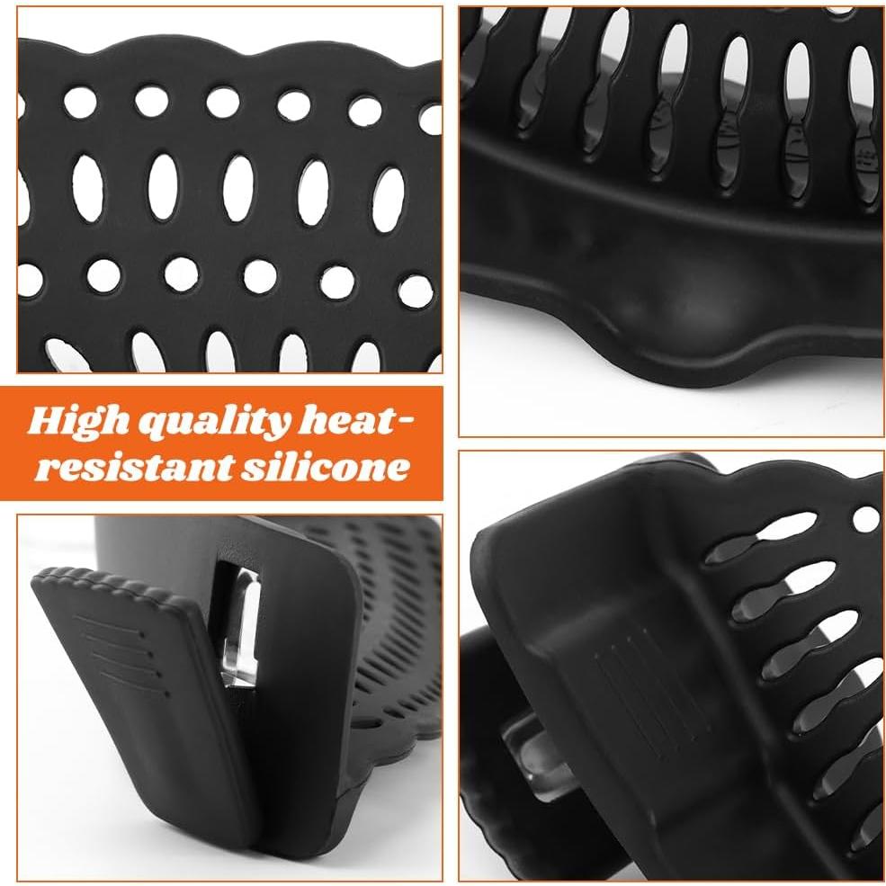 Colador de Silicona Ajustable Loyanger con Raspador Negro