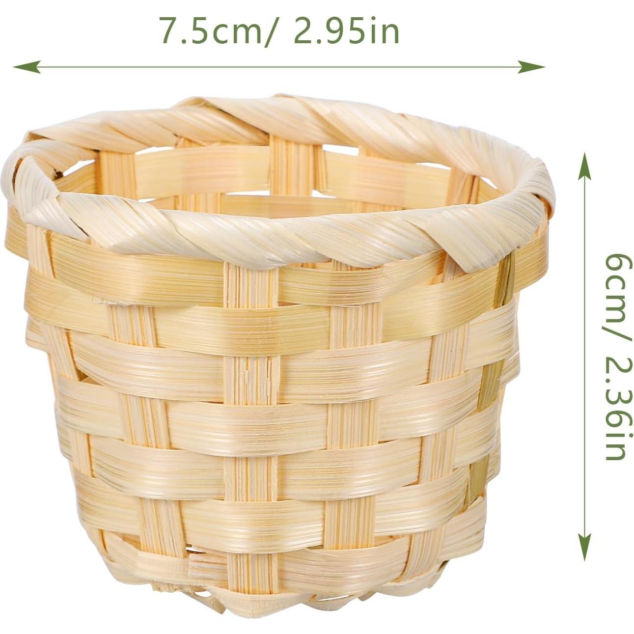 Kisangel 6Pcs Mini Canasta Tejida Redonda para Decoración