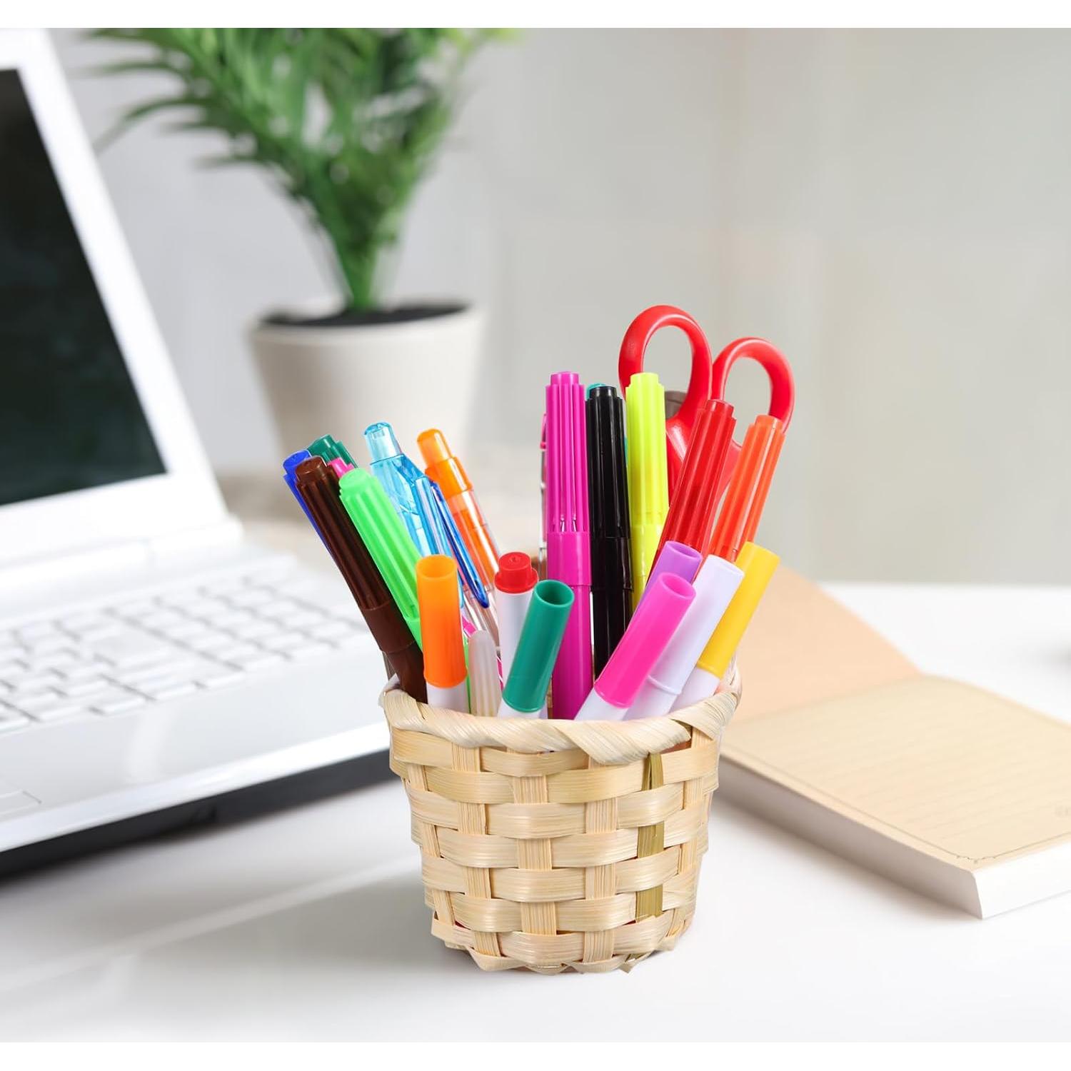 Kisangel 6Pcs Mini Canasta Tejida Redonda para Decoración