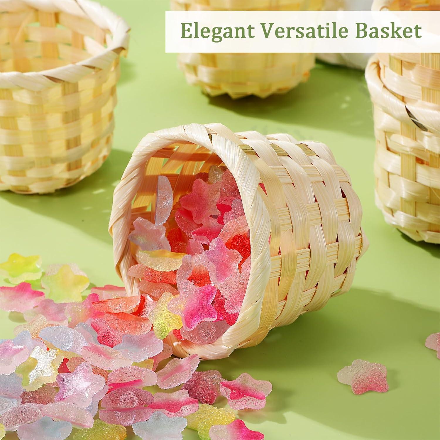 Kisangel 6Pcs Mini Canasta Tejida Redonda para Decoración