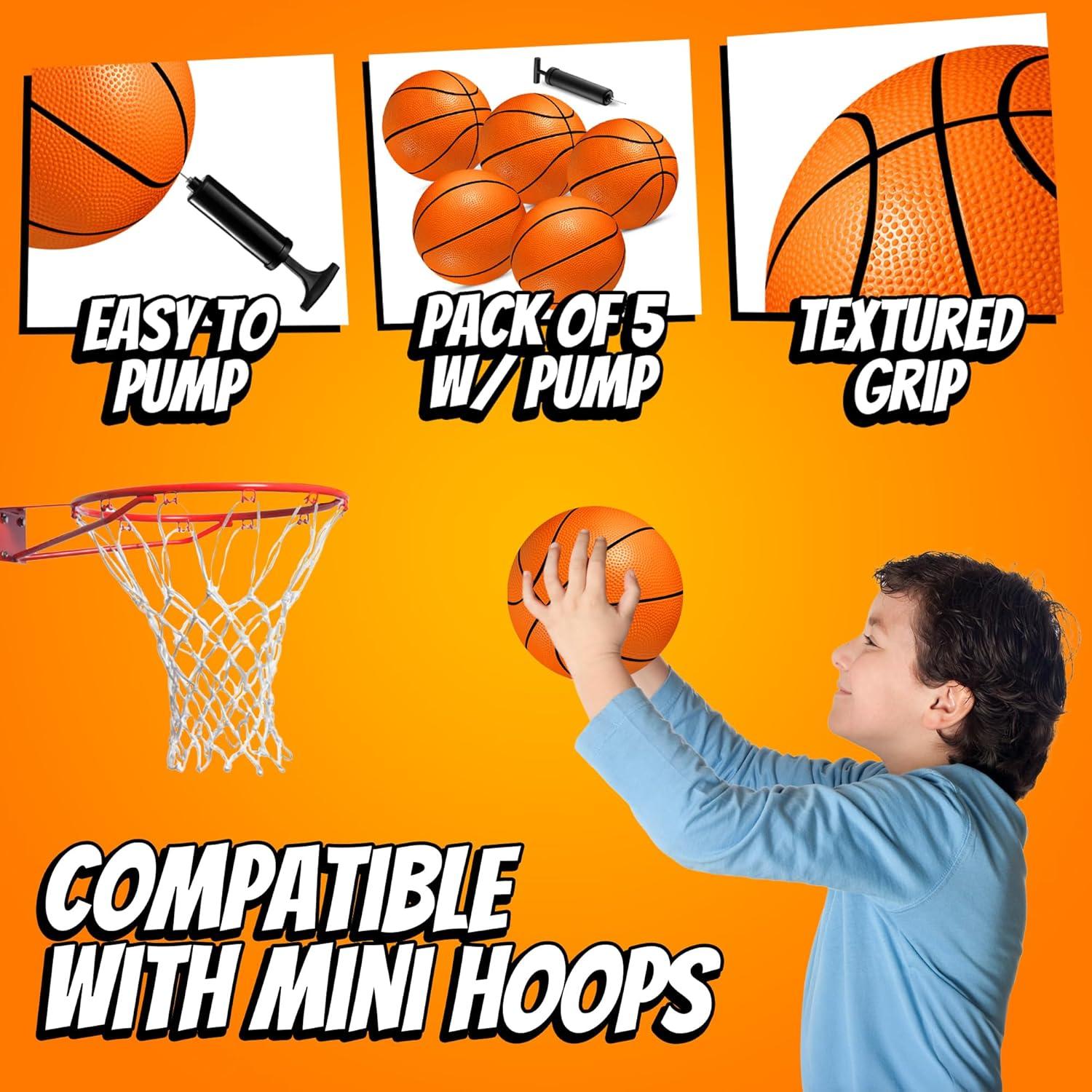 Mini Baloncestos Bedwina 15 cm - Paquete de 5 con Bomba