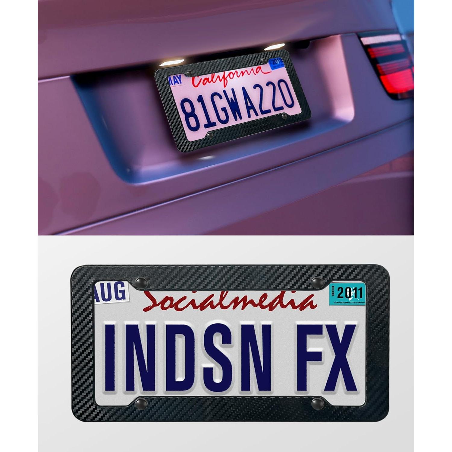 2 Marcos de Placa de Licencia SCUARI Fibra de Carbono 30.99x16cm