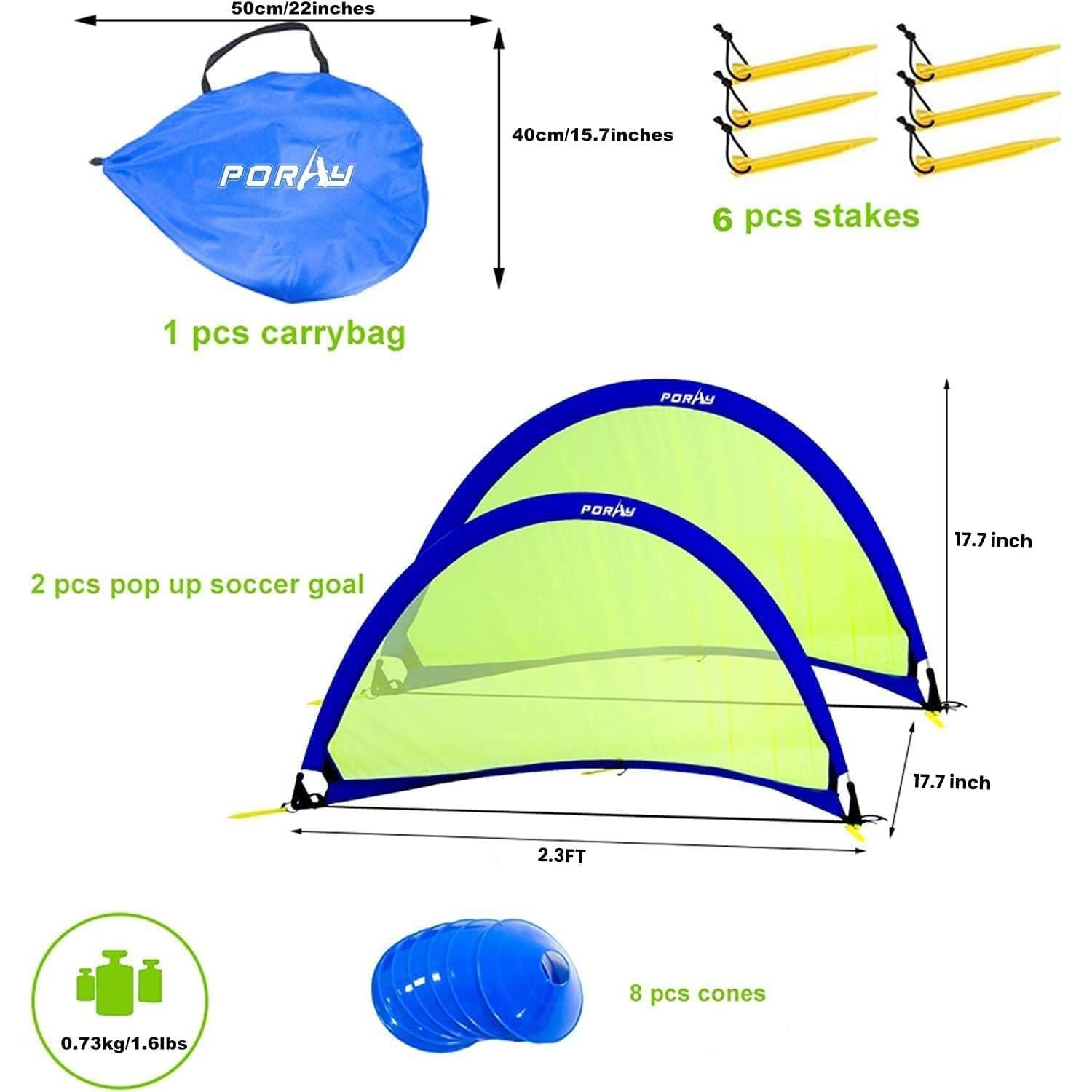 Portería de Fútbol Poray Set 2 Redes 76x43 cm para Niños