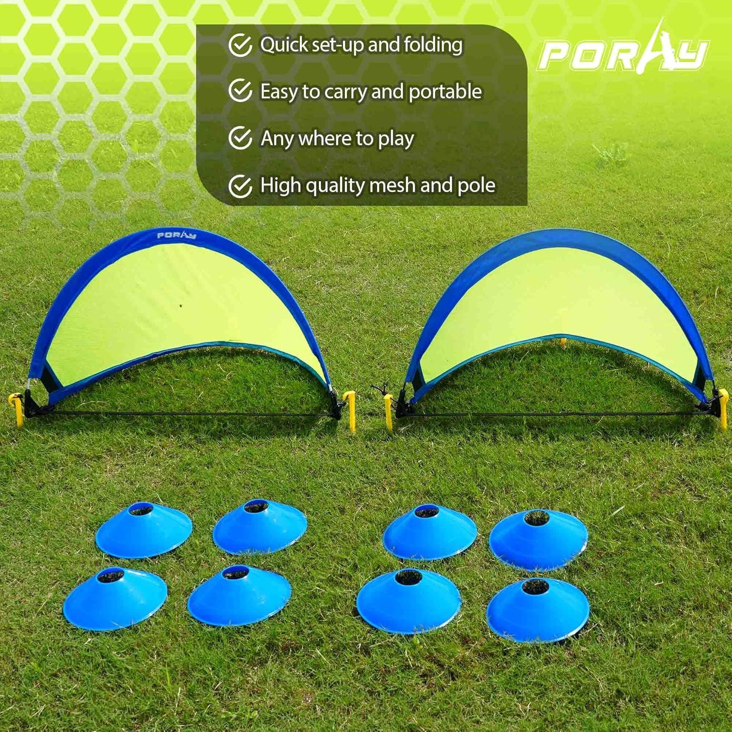 Portería de Fútbol Poray Set 2 Redes 76x43 cm para Niños