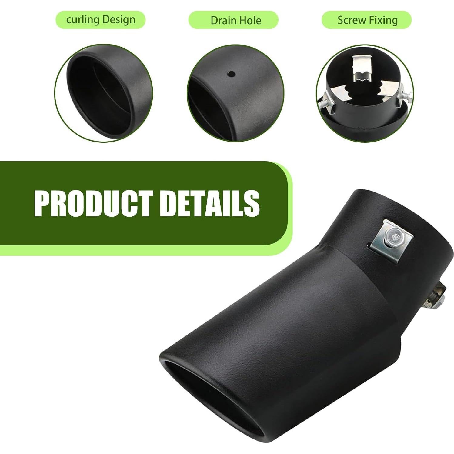 Tubo de Escape de Acero Inoxidable Awlbed 14x7.5 cm Negro