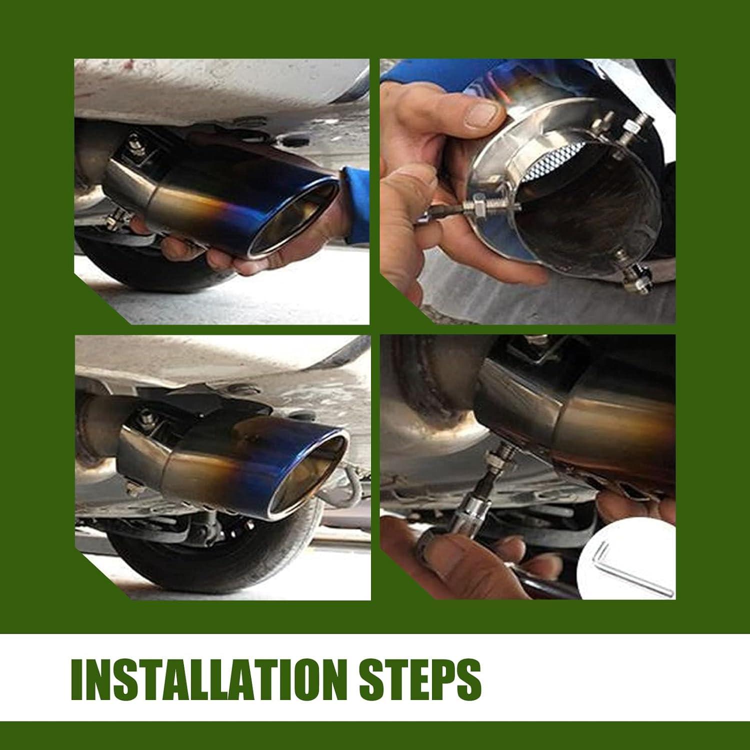 Tubo de Escape de Acero Inoxidable Awlbed 14x7.5 cm Negro