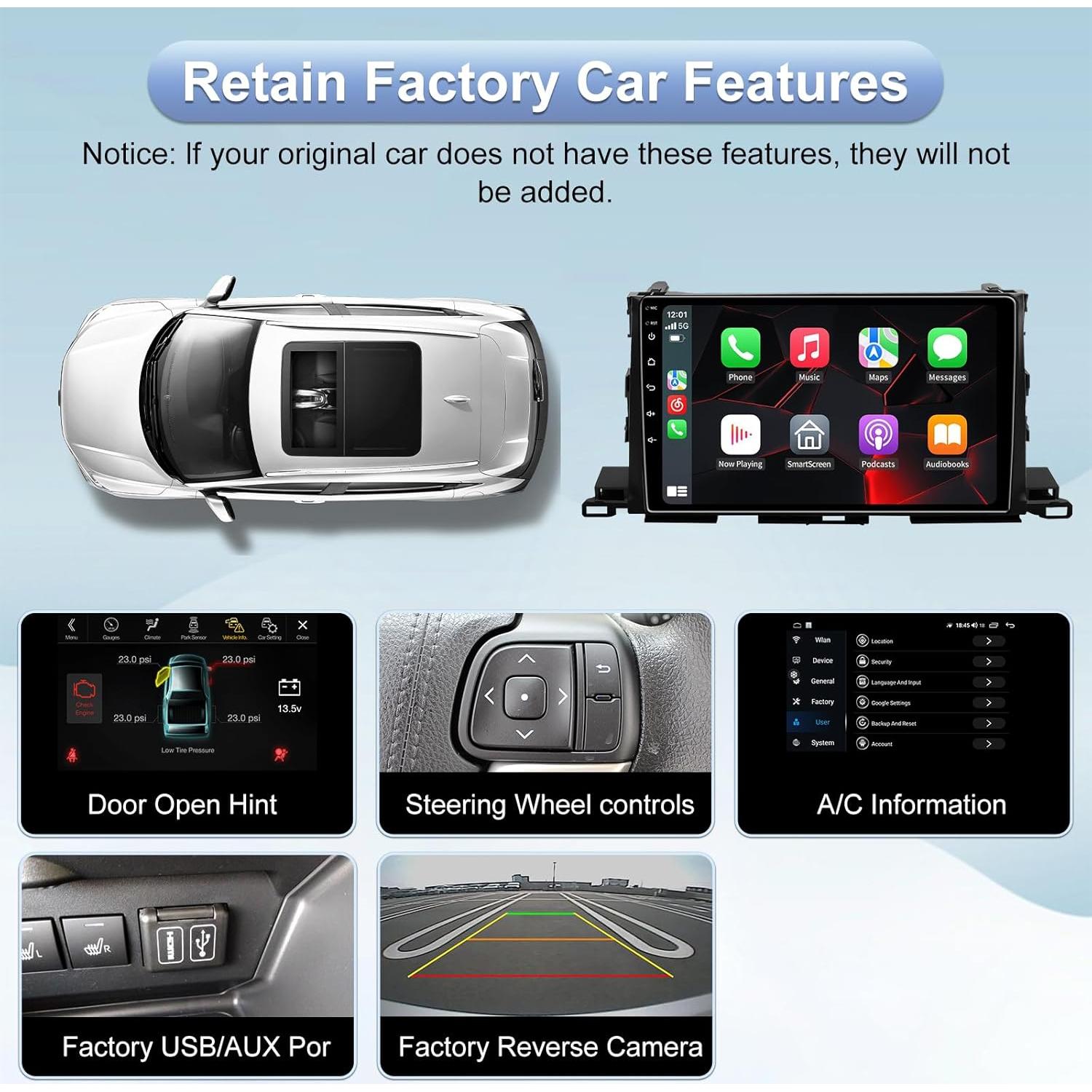 Estéreo de Coche Android 10.2" TopWeb para Toyota Highlander 2014-2019