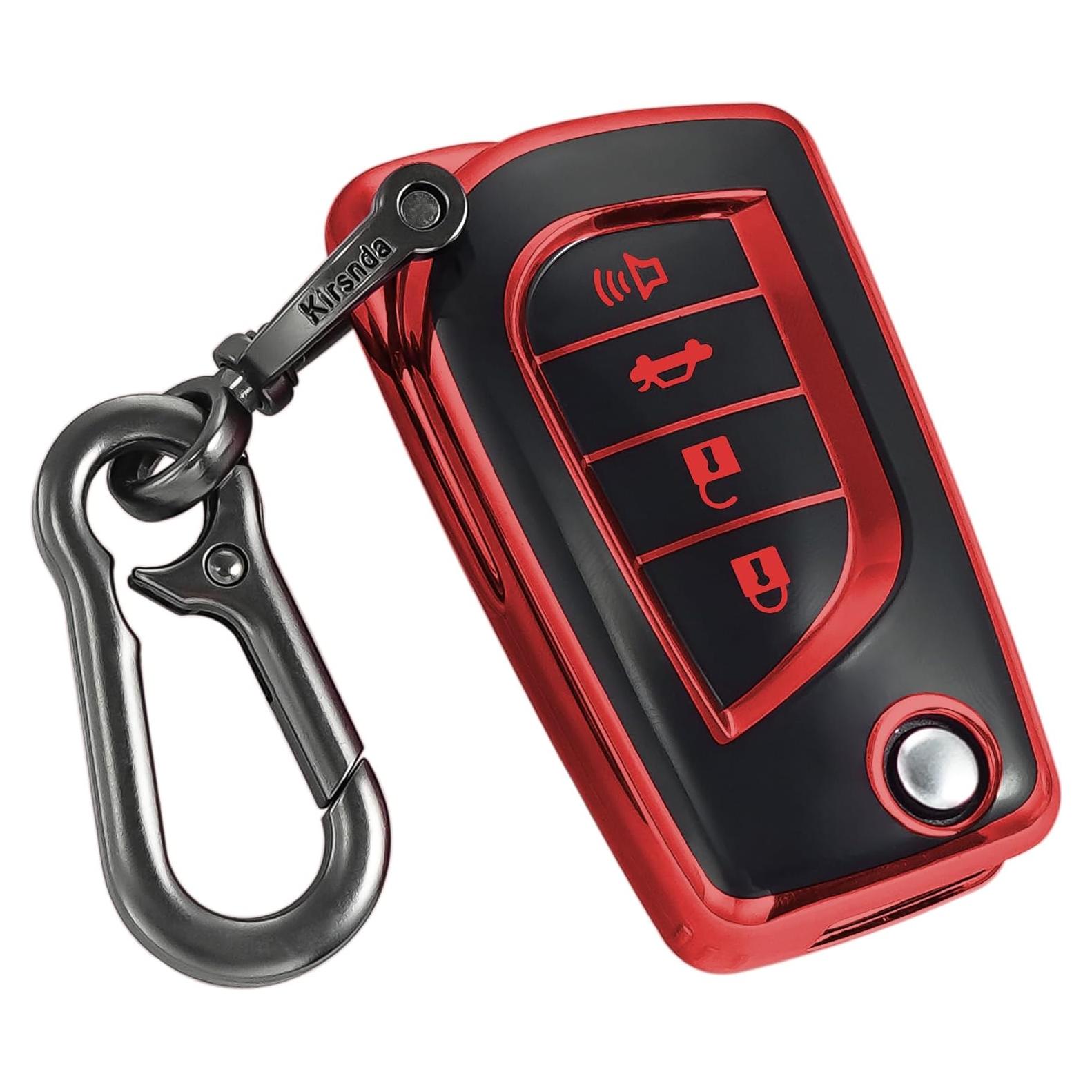 Cubierta de llavero Kirsnda TPU Rojo para Toyota 4 Botones