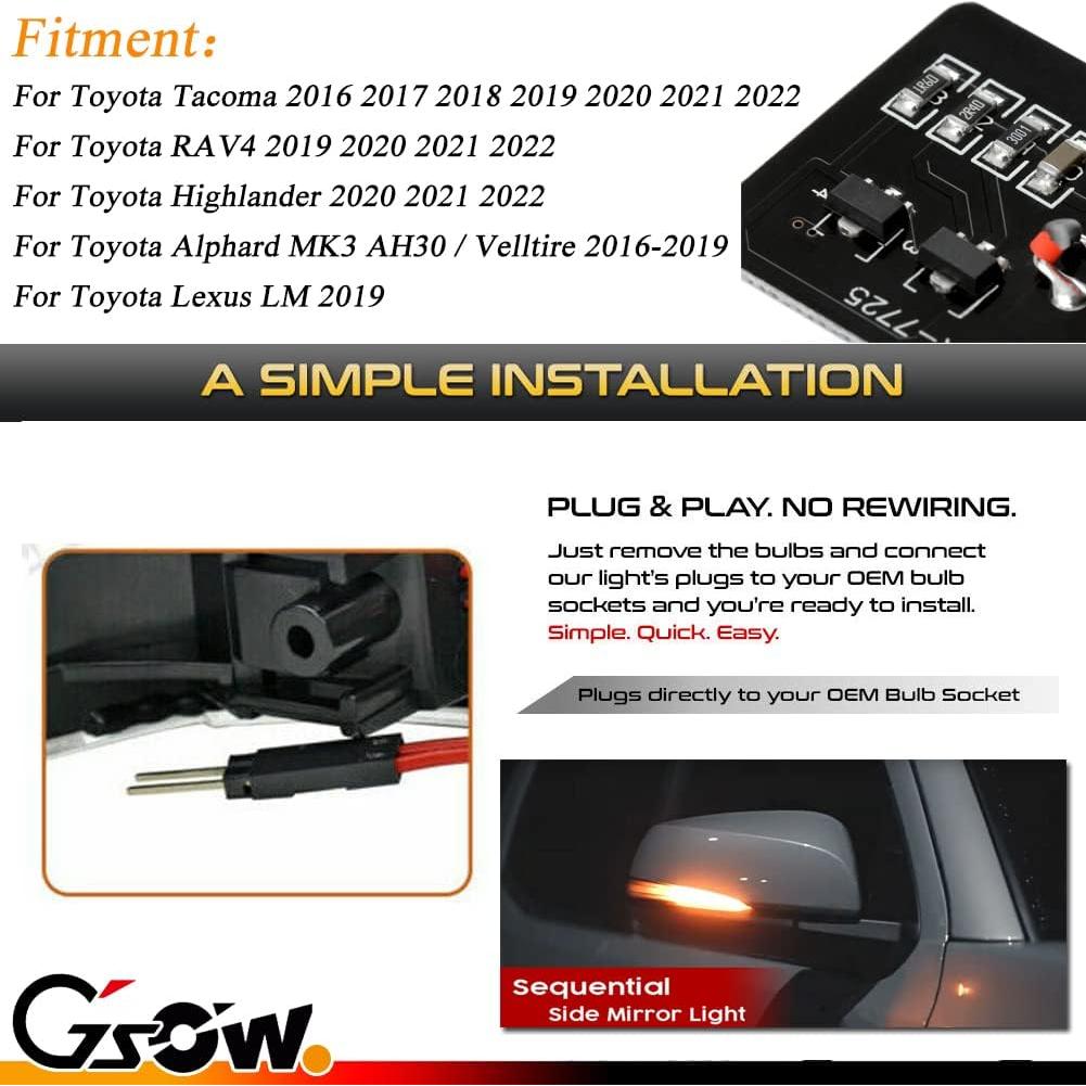 Luces de Señal de Giro LED GSOWO para Toyota Tacoma 2016-2023