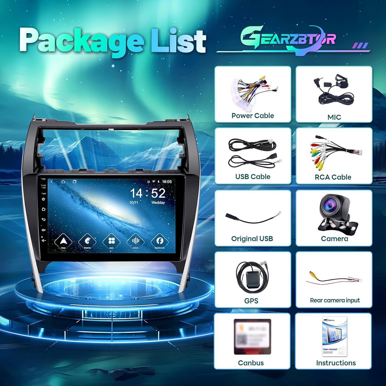 Radio Android 10.1" Gearzbtor para Toyota Camry 2012-2014