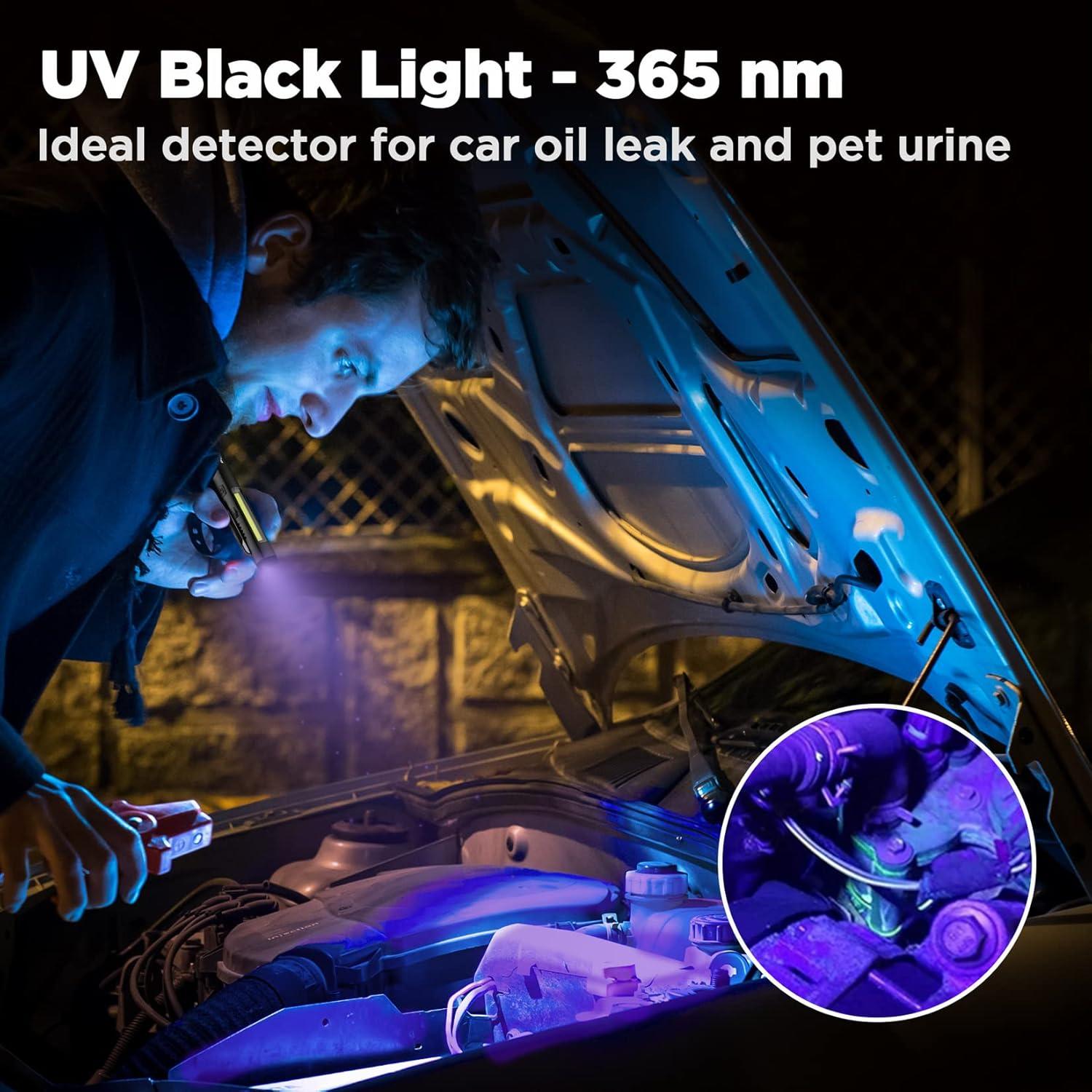 Linterna LED WORKPRO Recargable UV 365nm 450 Lúmenes