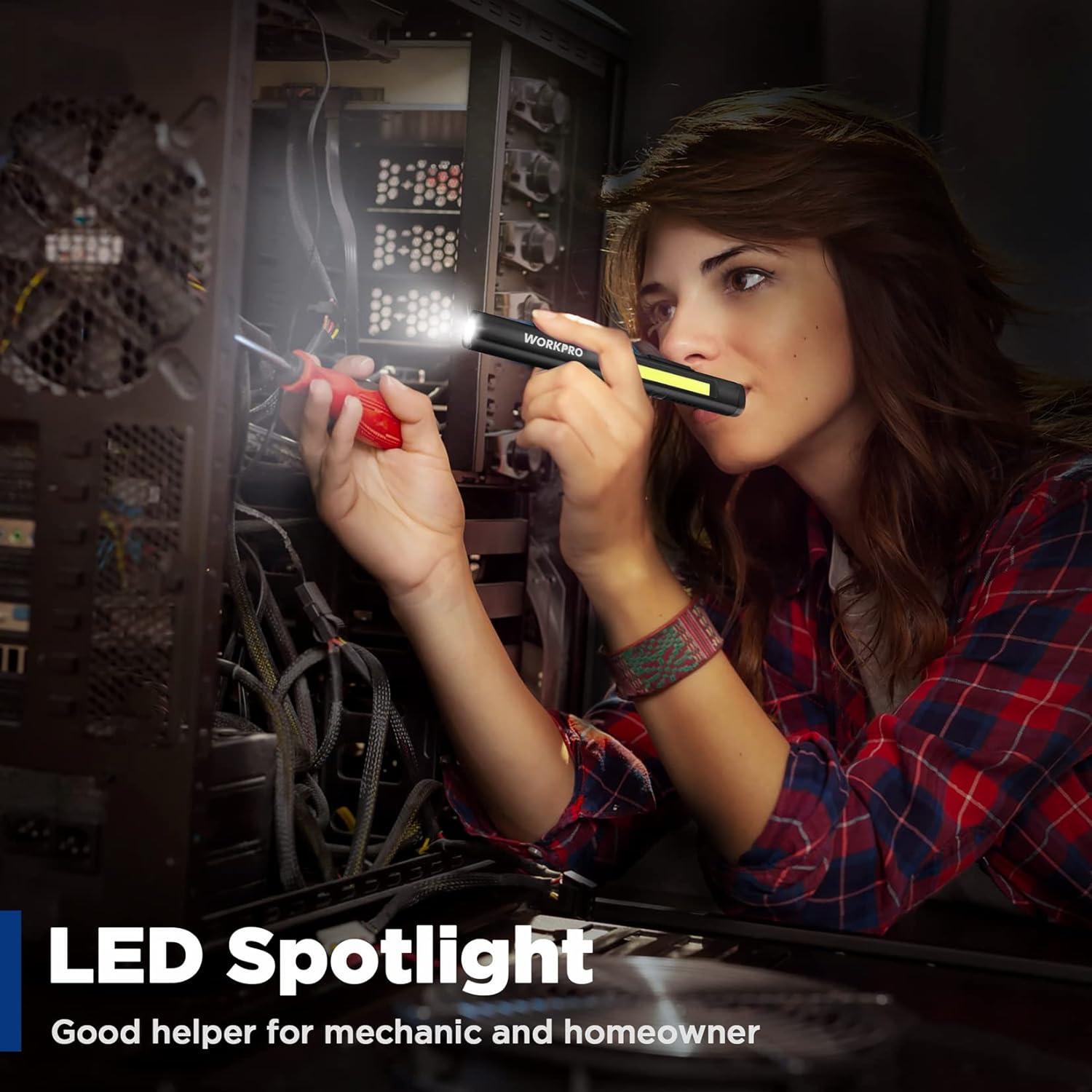 Linterna LED WORKPRO Recargable UV 365nm 450 Lúmenes