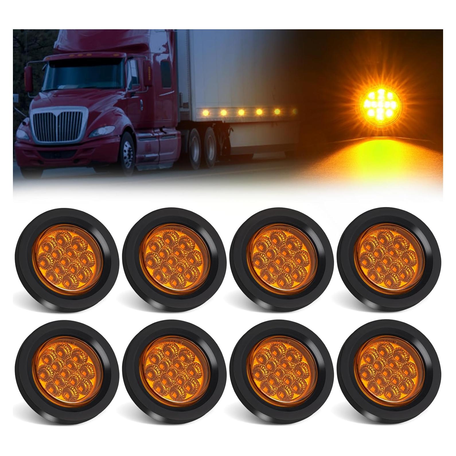 8 Luces LED Ámbar 2.5" PVerandio para Remolque 12V