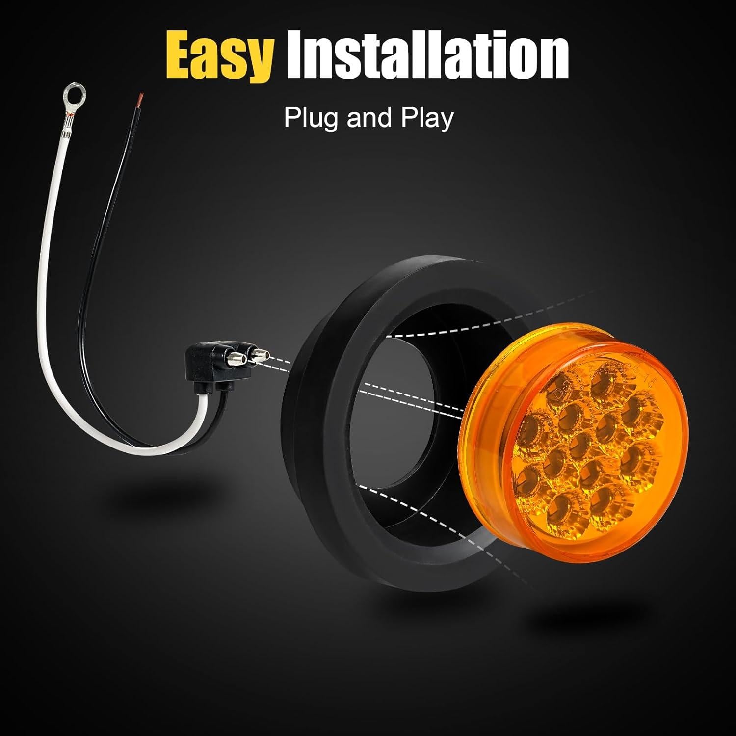 8 Luces LED Ámbar 2.5" PVerandio para Remolque 12V