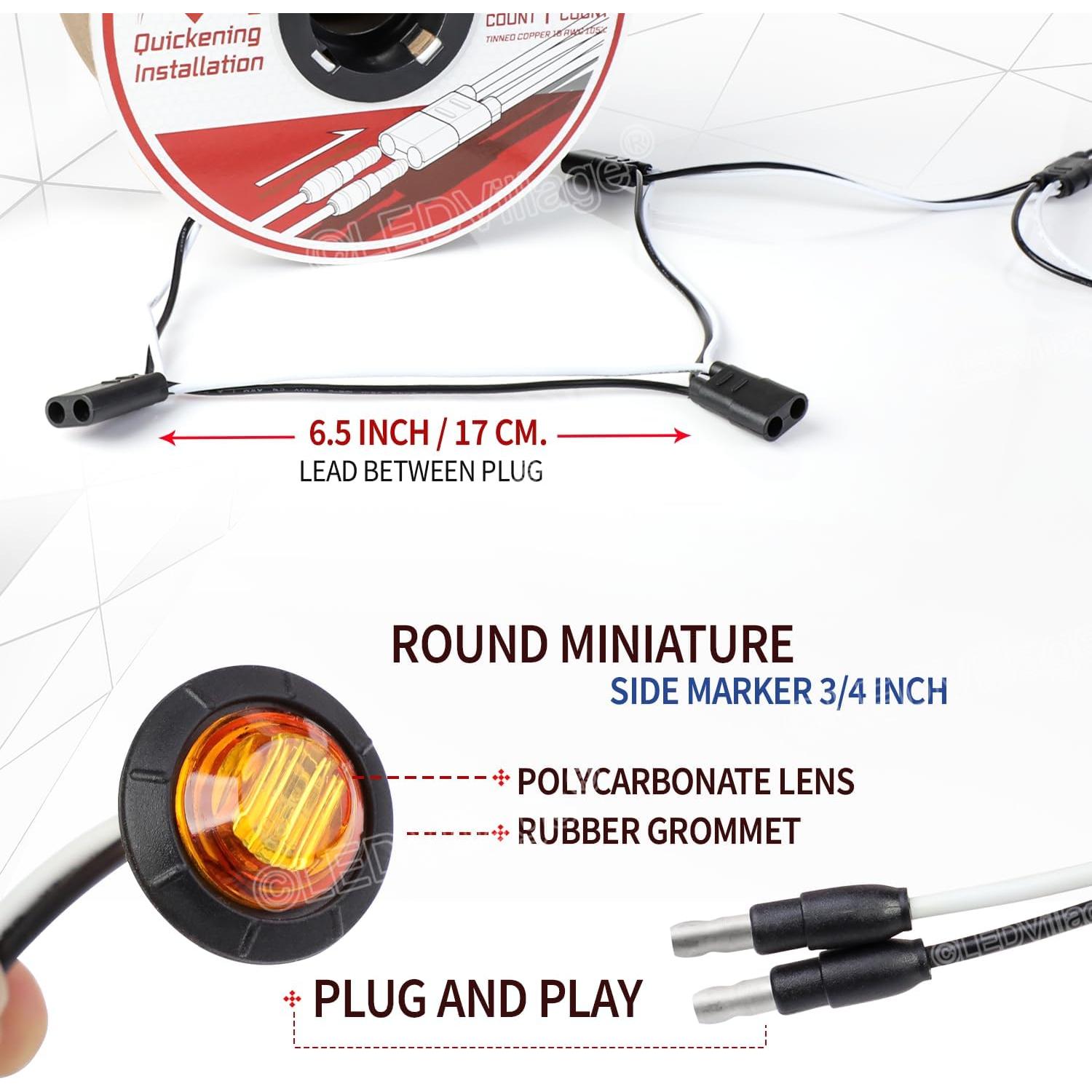 Luz de Marcador LED Ámbar 19x19x9 cm Ledvillage 50 Pcs