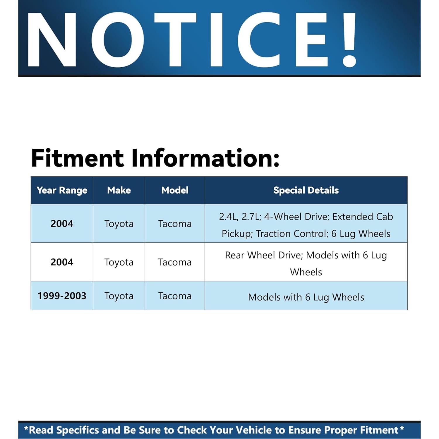 Kit de frenos delantero Detroit Axle para Toyota Tacoma 1999-2004