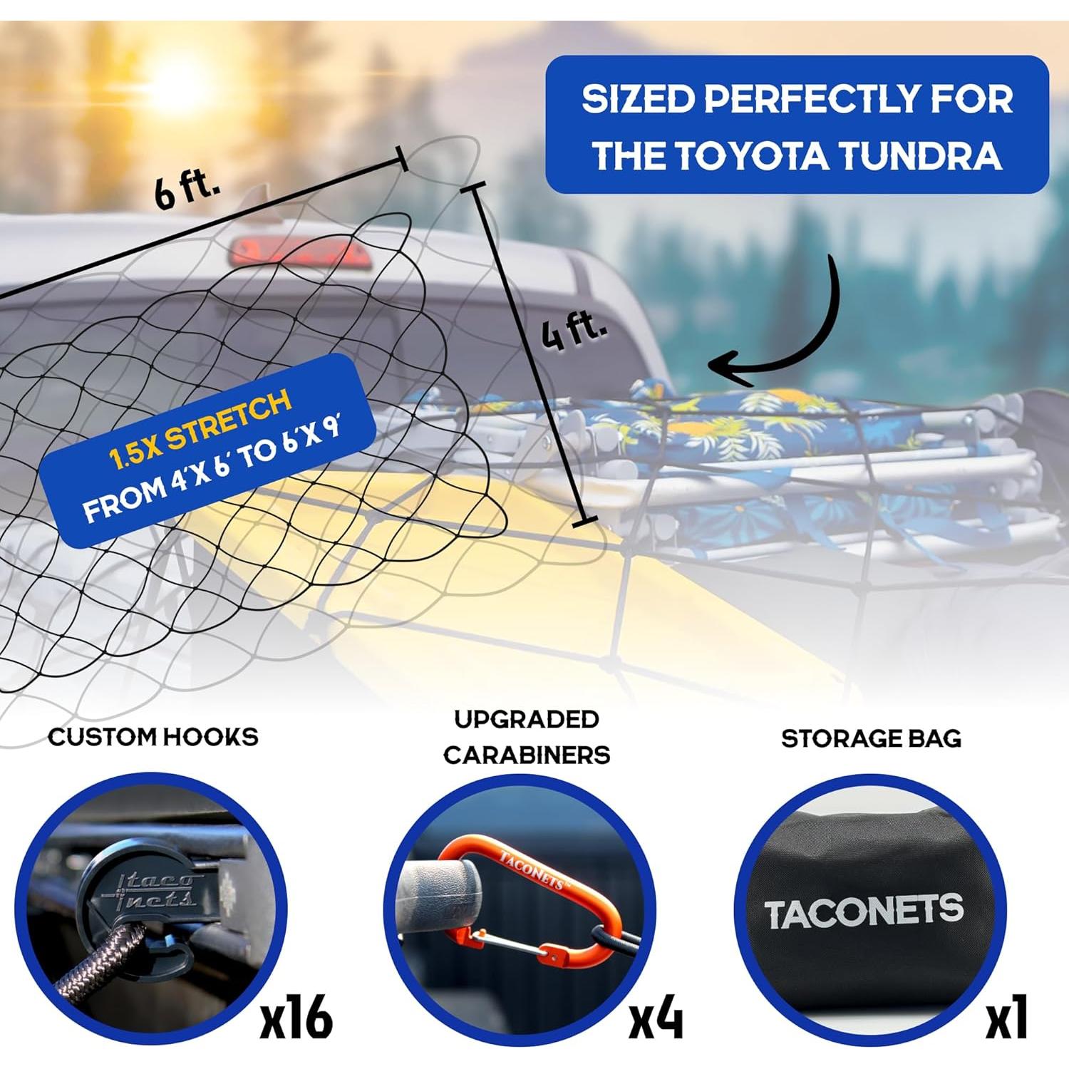 Red de Carga Bungee TacoNets para Toyota Tundra 2007-2024