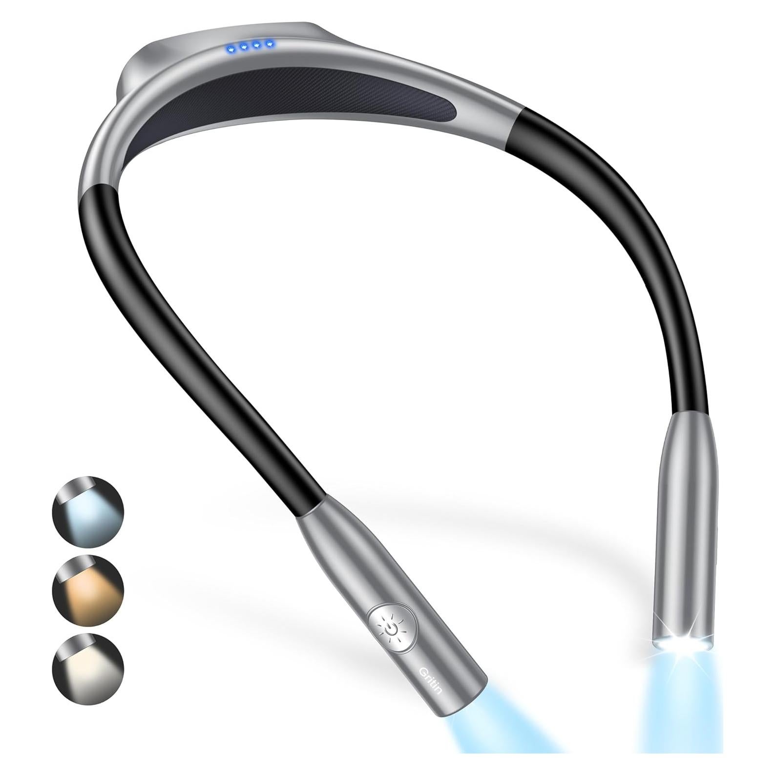 Luz de Lectura LED Gritin para el Cuello, 3 Colores, 80h