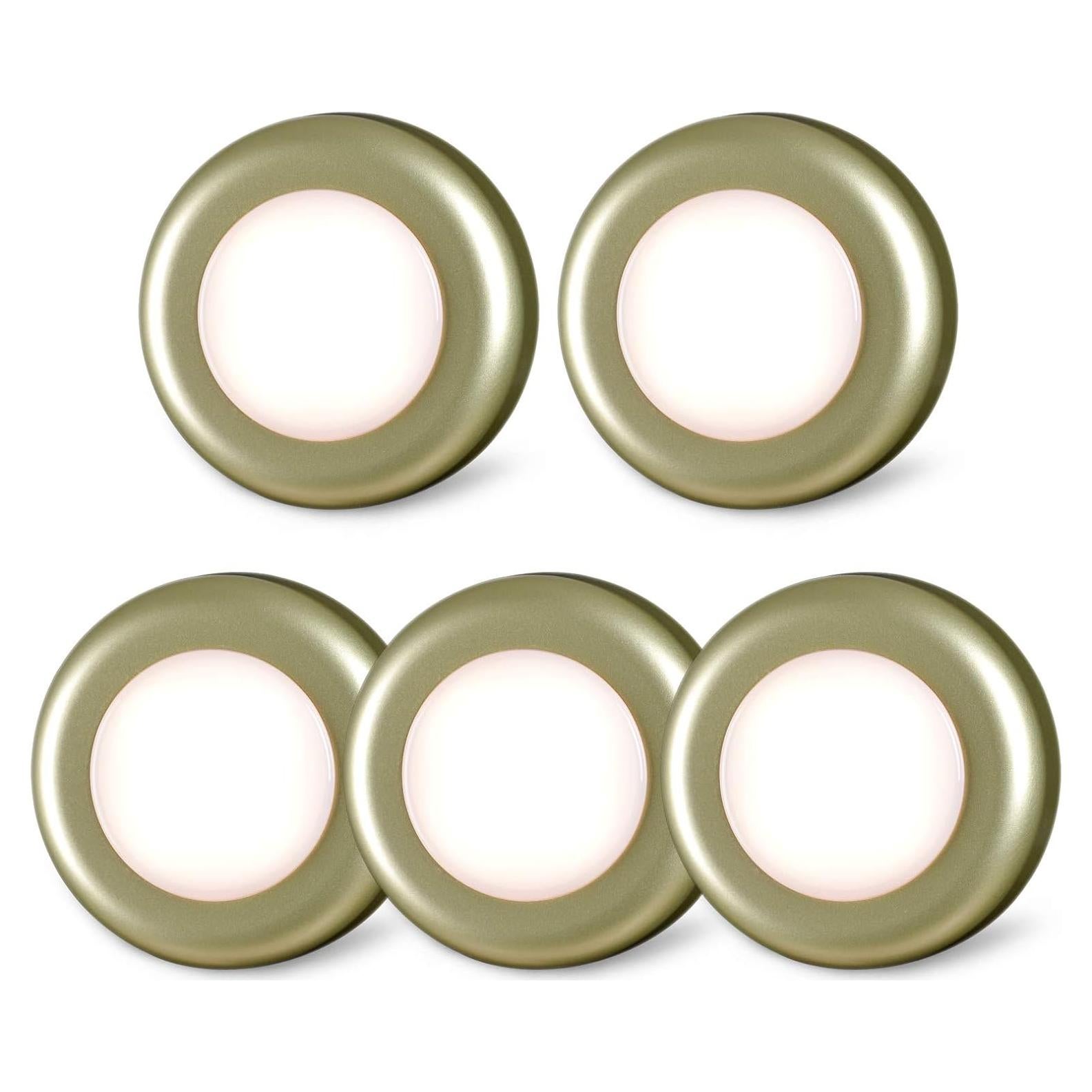 Luces Táctiles Adhesivas LED 5 Pack 7 cm Dorado/Blanco Cálido