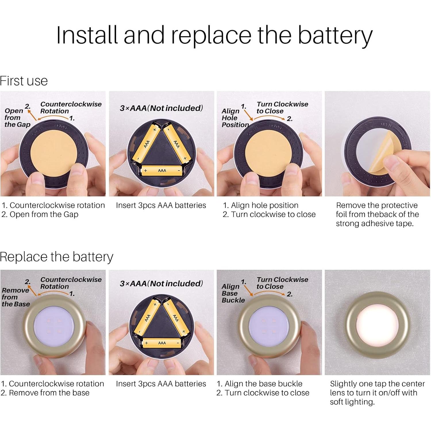 Luces Táctiles Adhesivas LED 5 Pack 7 cm Dorado/Blanco Cálido