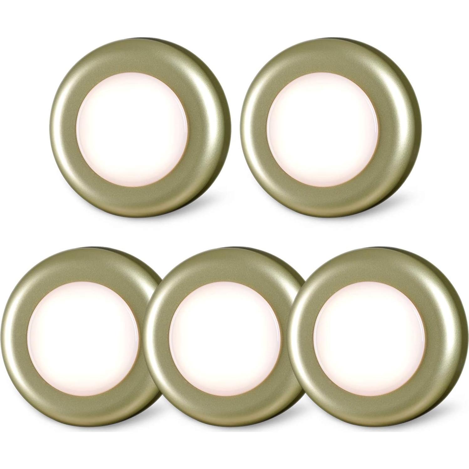 Luces Táctiles Adhesivas LED 5 Pack 7 cm Dorado/Blanco Cálido