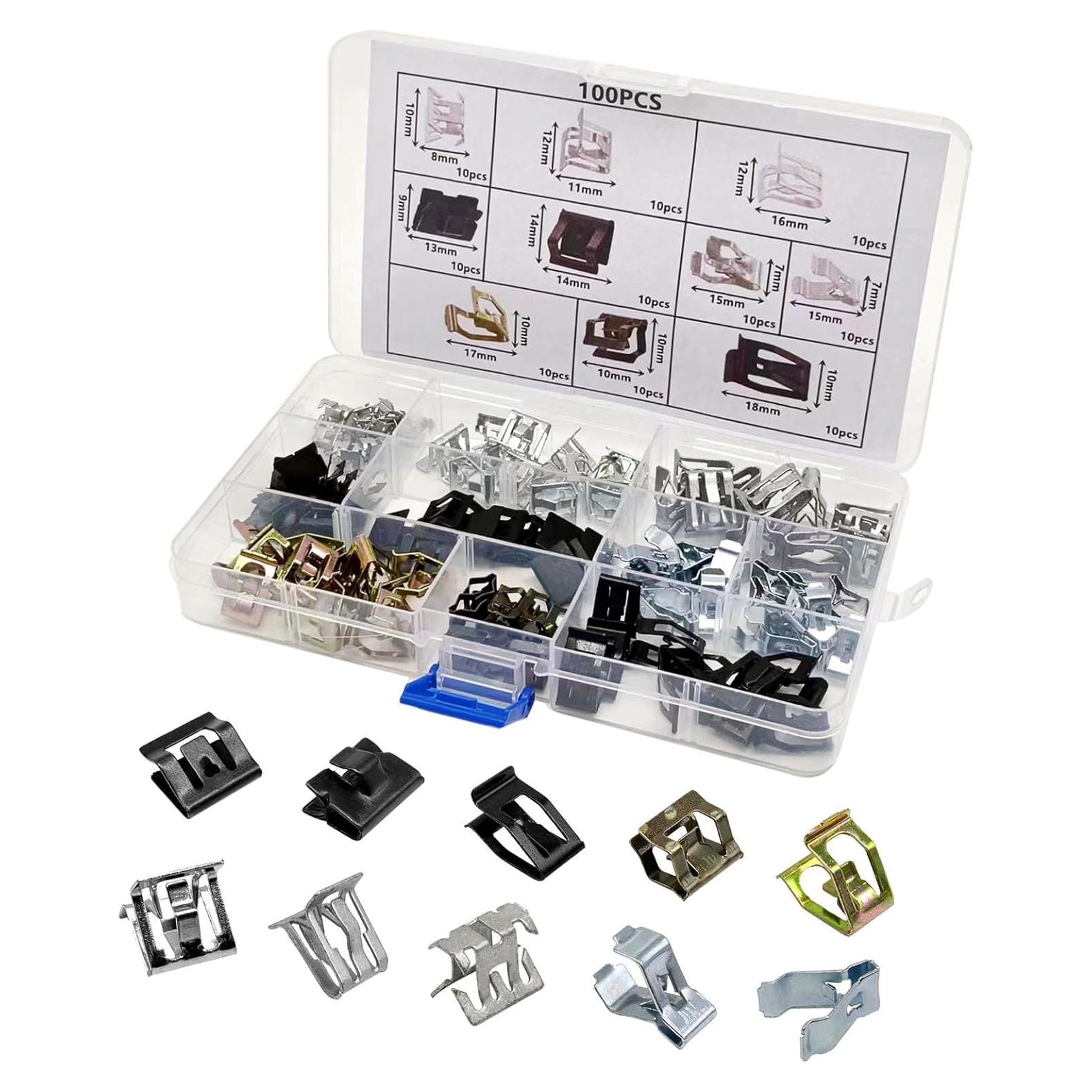 100 Clips de Resorte de Panel Metal TOPCNOEM para Auto