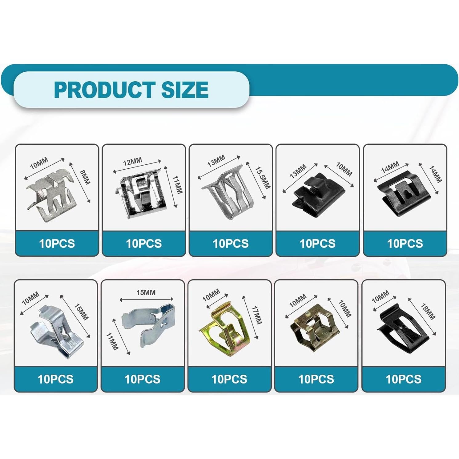 100 Clips de Resorte de Panel Metal TOPCNOEM para Auto