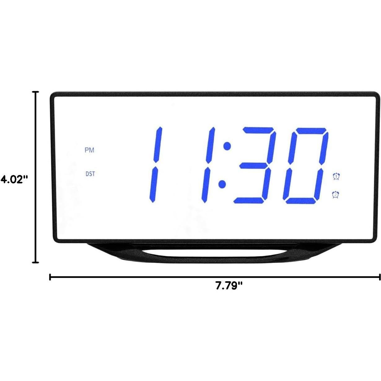 Reloj Despertador Digital PPLEE Espejo 22 cm 2 Alarmas USB