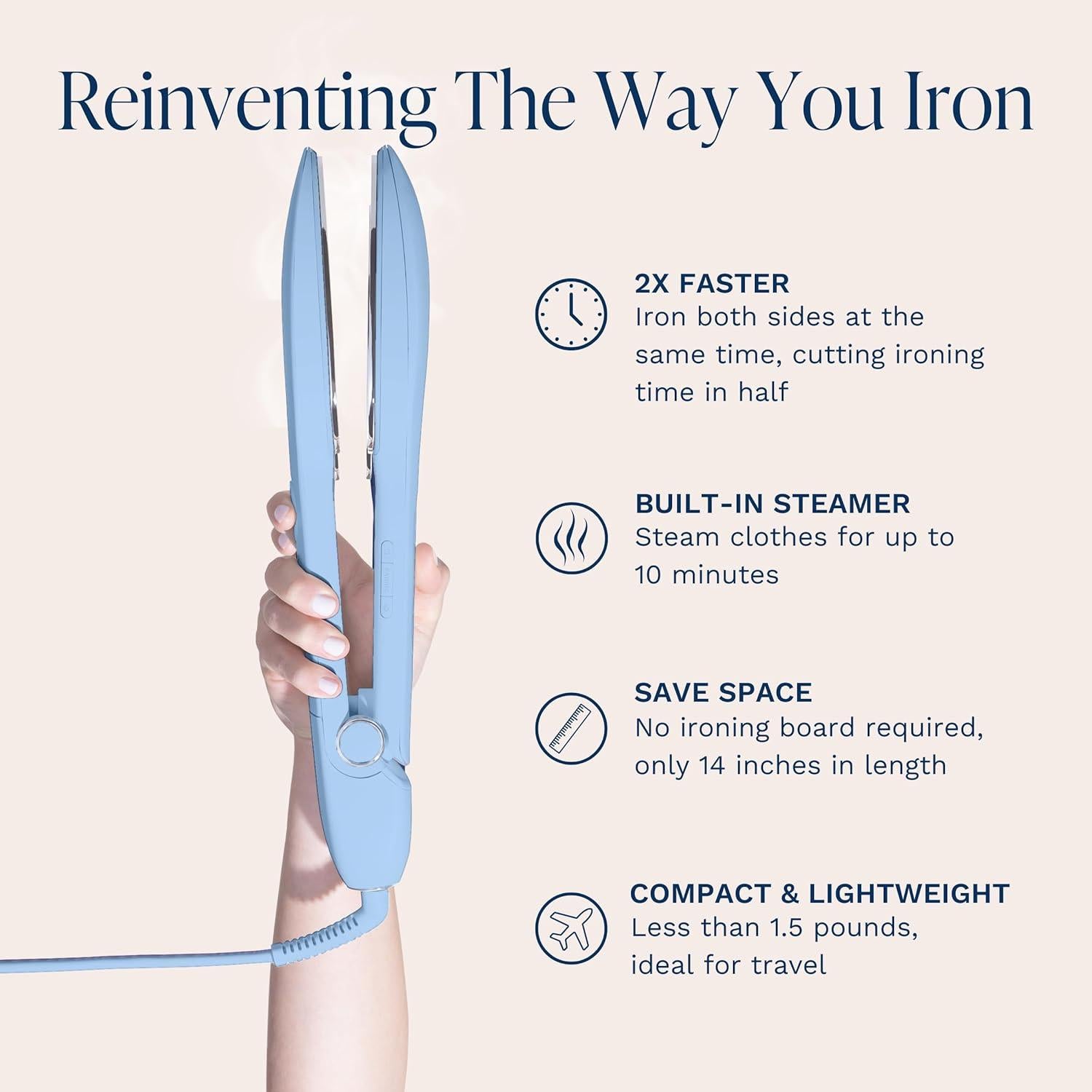 Plancha de Viaje a Vapor Nori Press 800W Azul - Sin Tabla