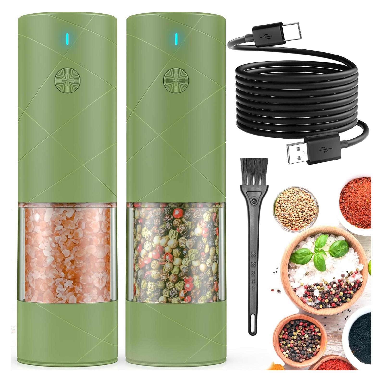 Juego de Molinillos Eléctricos de Sal y Pimienta Lidaop Verde