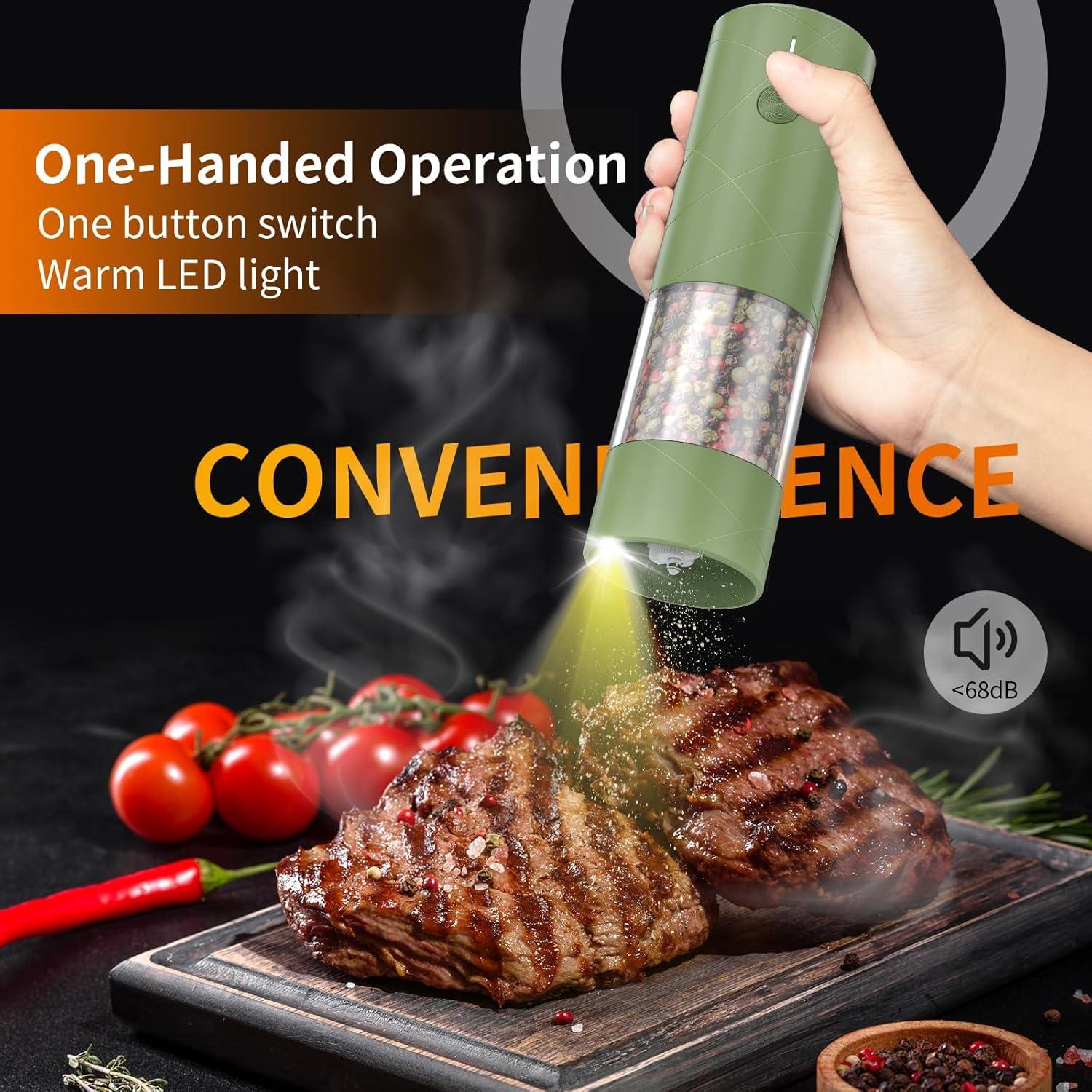 Juego de Molinillos Eléctricos de Sal y Pimienta Lidaop Verde