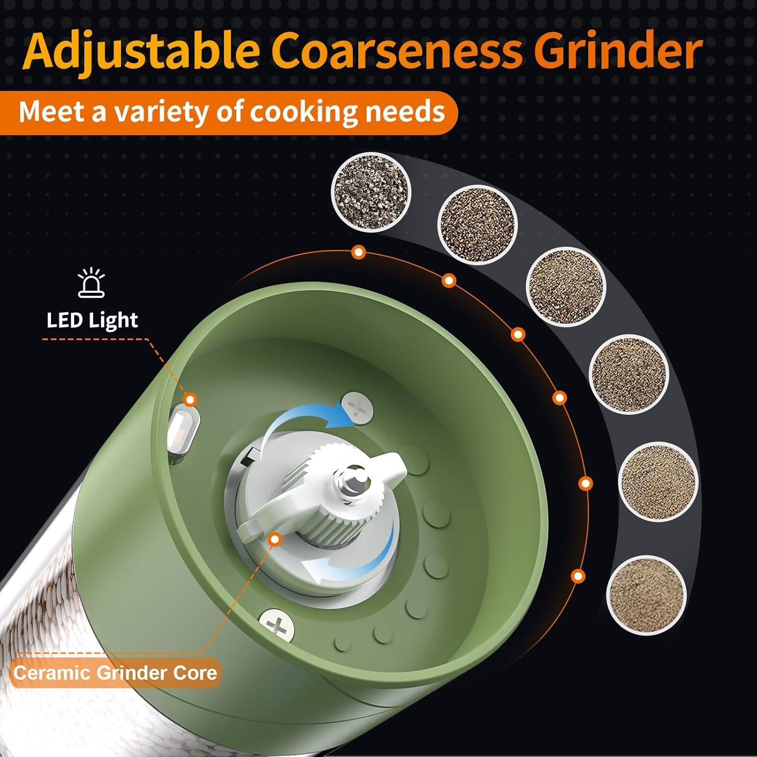 Juego de Molinillos Eléctricos de Sal y Pimienta Lidaop Verde