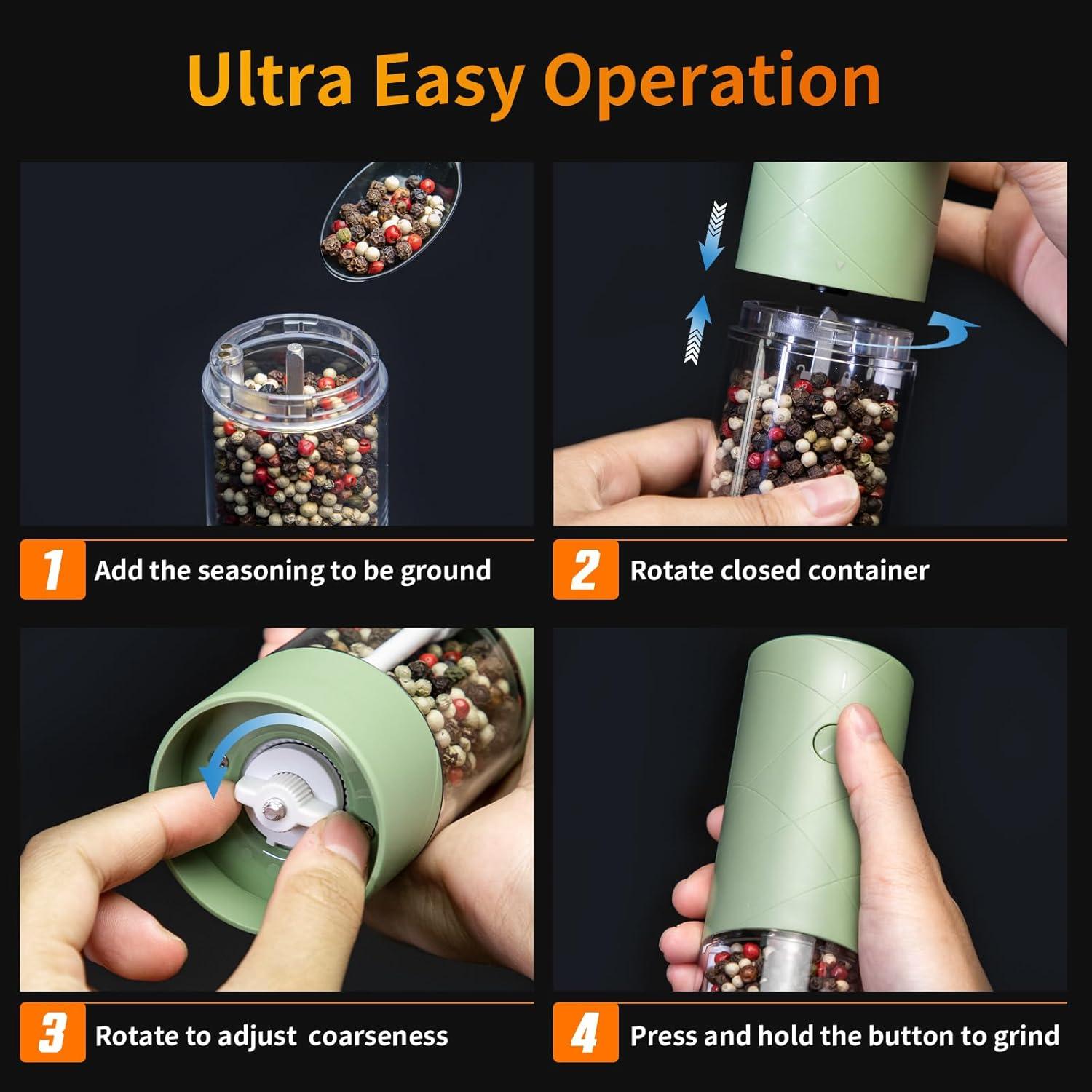 Juego de Molinillos Eléctricos de Sal y Pimienta Lidaop Verde