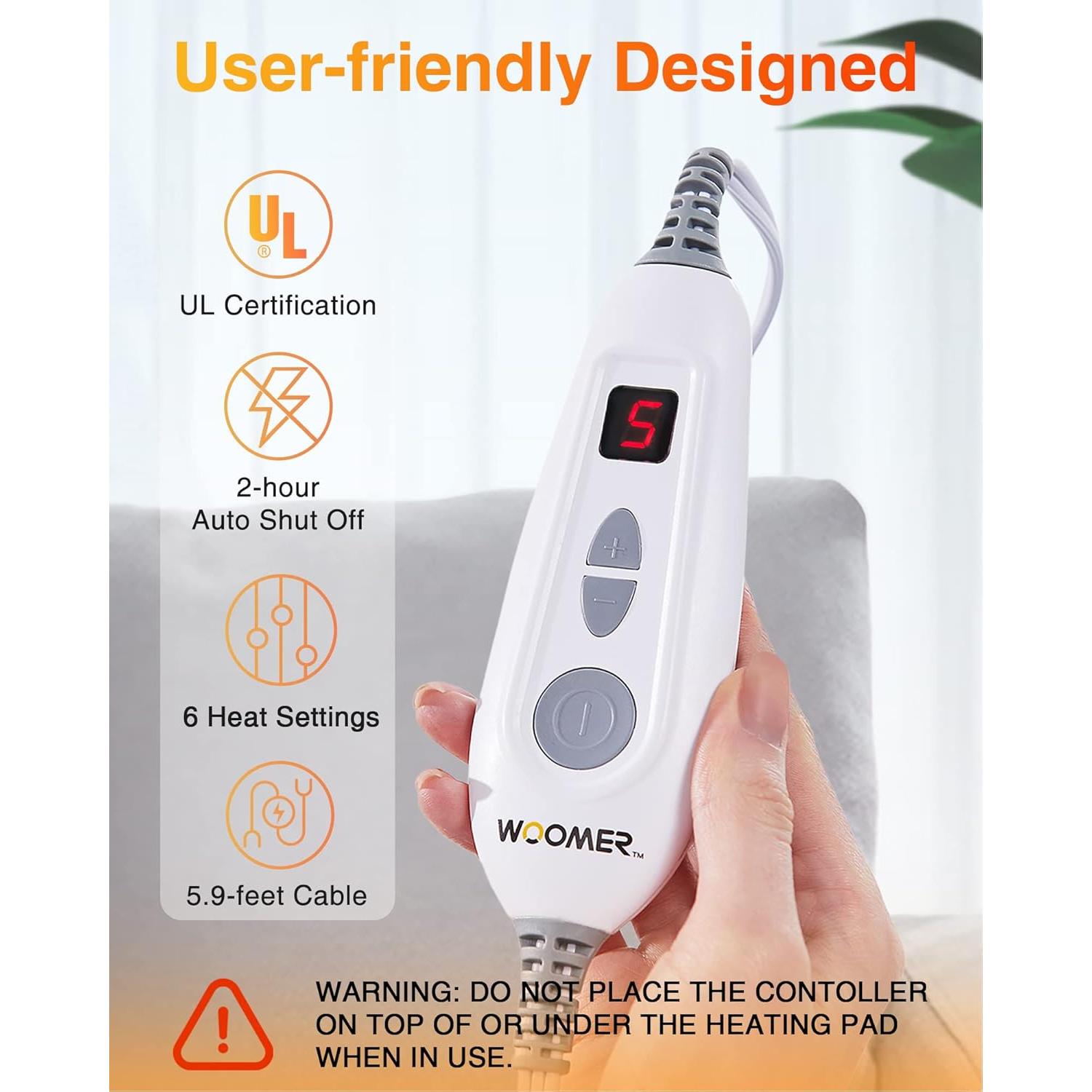 Almohadilla Térmica Eléctrica WOOMER 30x60cm Alivio Dolor