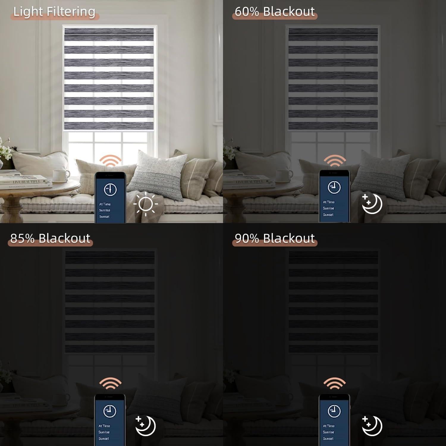Persianas Zebra Motorizadas Canisteo 60% Oscurecimiento Control Remoto