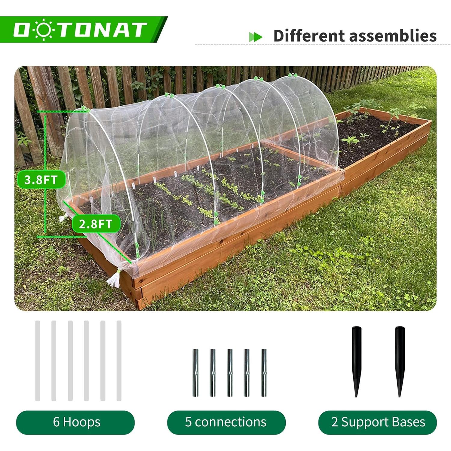 Kit de Túneles de Jardín OOTONAT 36 Piezas Fibra de Vidrio